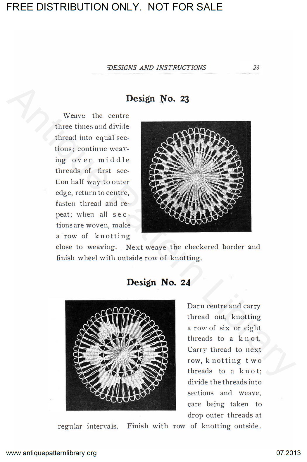 6-DS001 Teneriffe Lace Designs and Instructions.