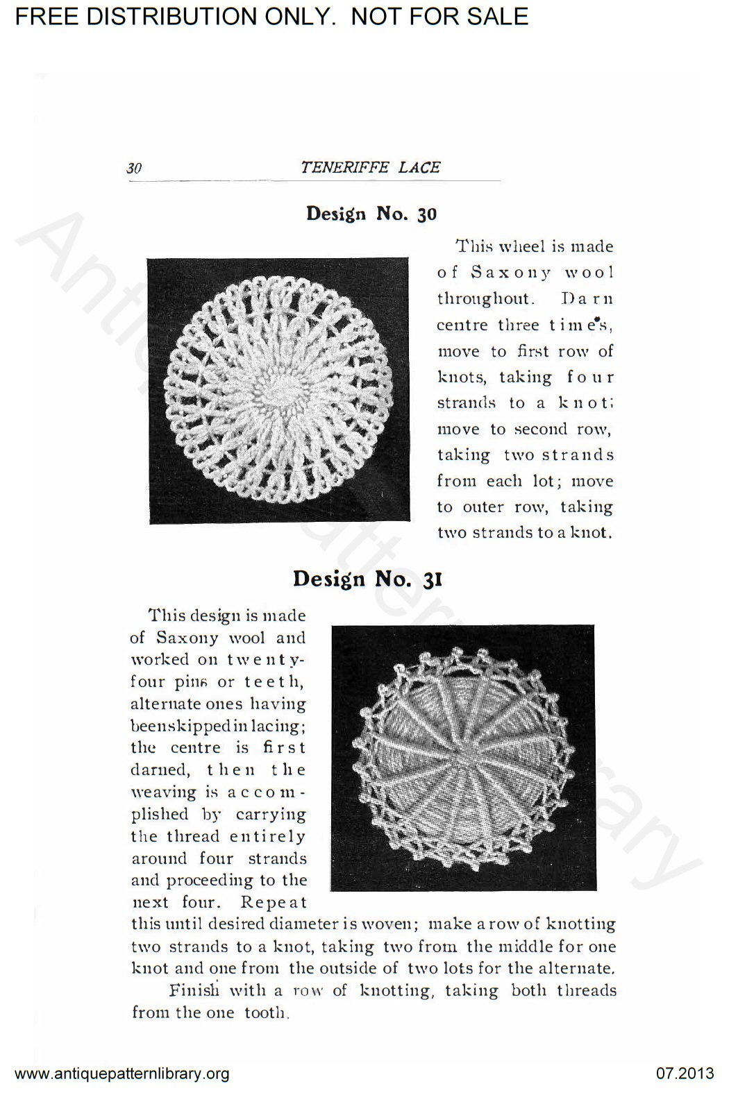 6-DS001 Teneriffe Lace Designs and Instructions.