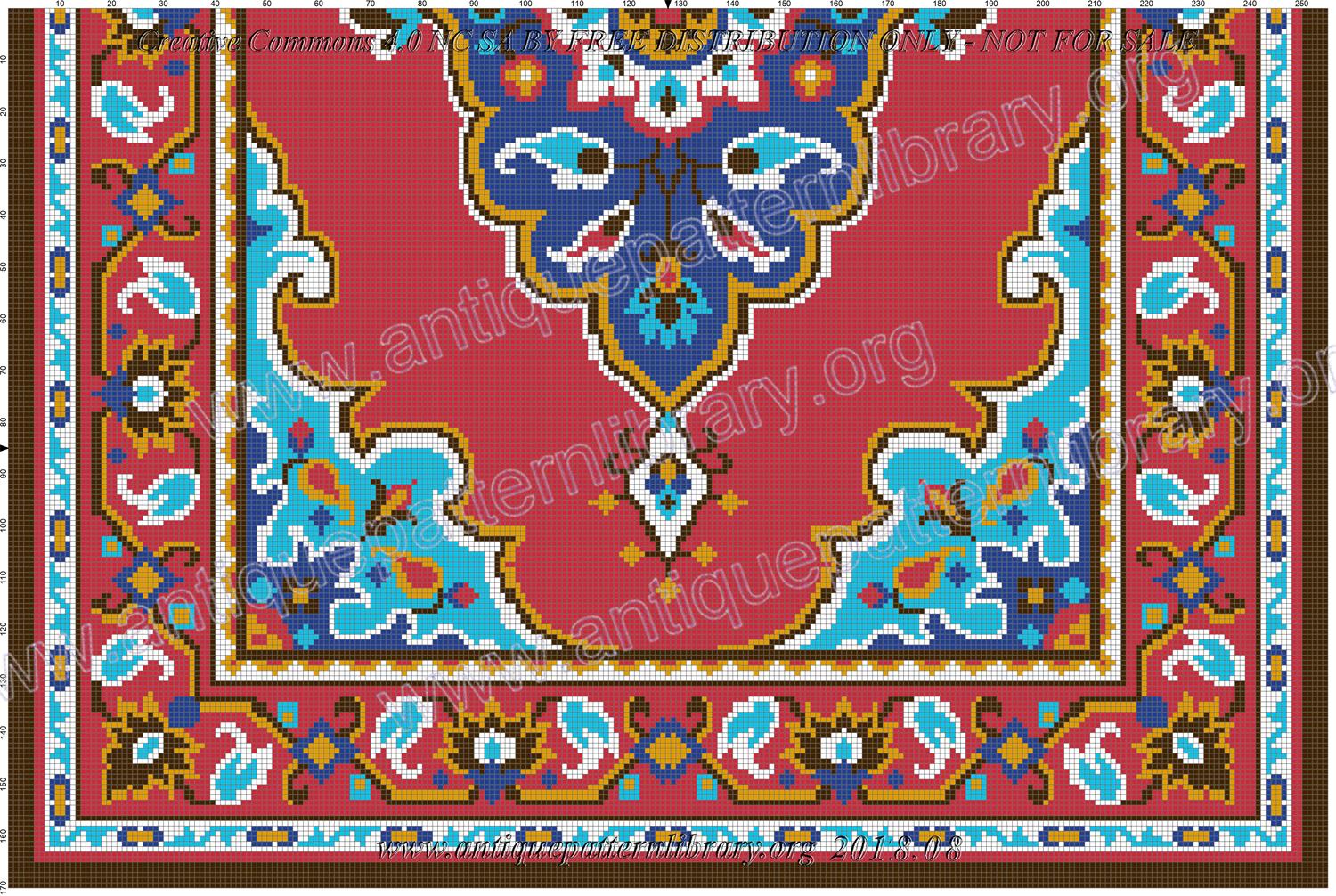 A-MH003 Tapestry design, red with medaillon