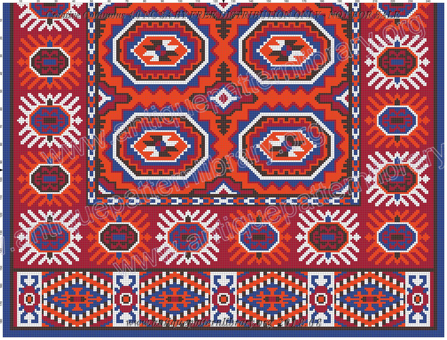 A-MH004 Tapestry design, medaillons in rectangles