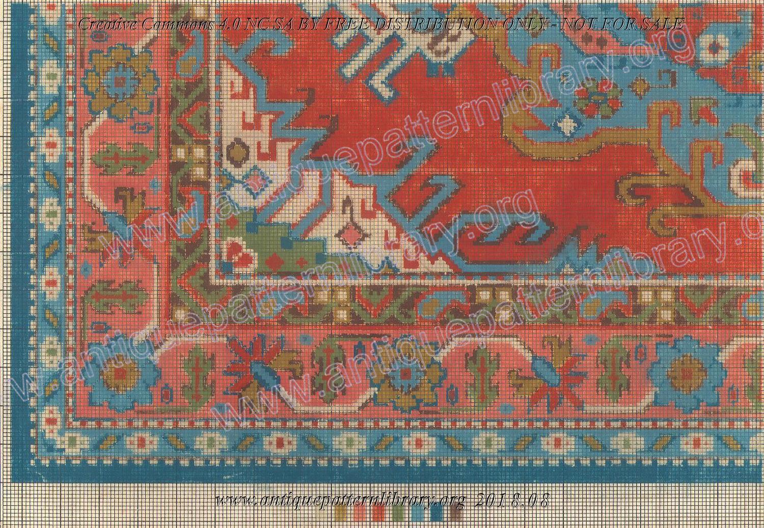 A-MH005 Tapestry design in red, turquoise, pink.