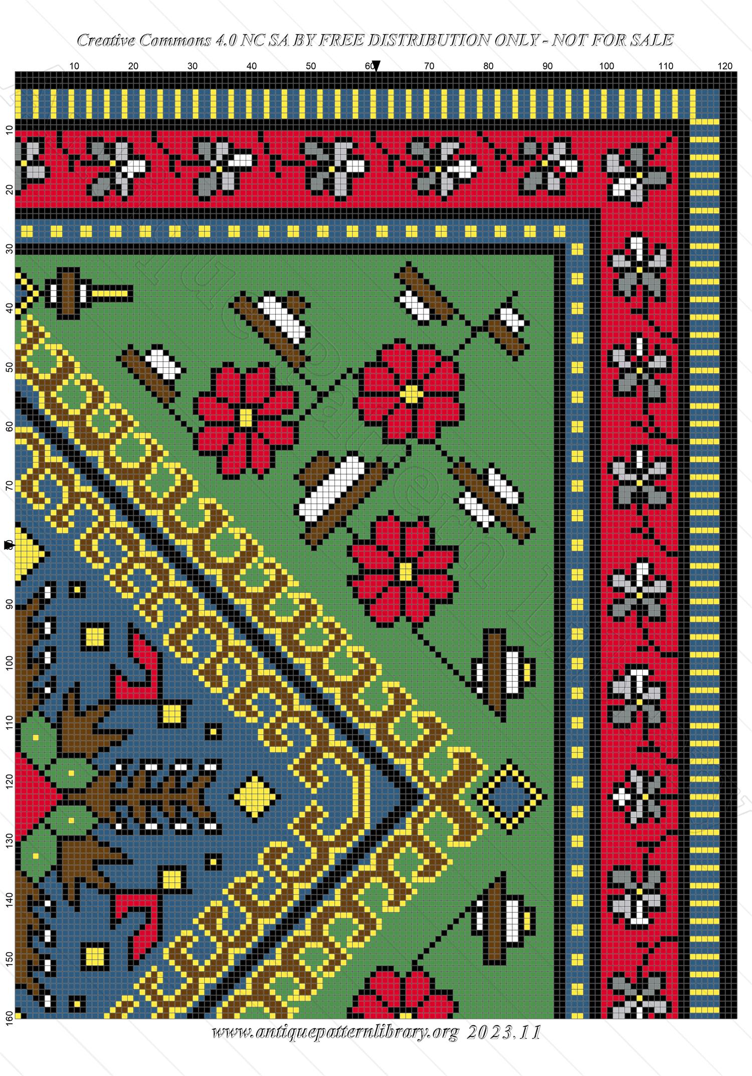 A-MH094 Square design in green, blue, and red