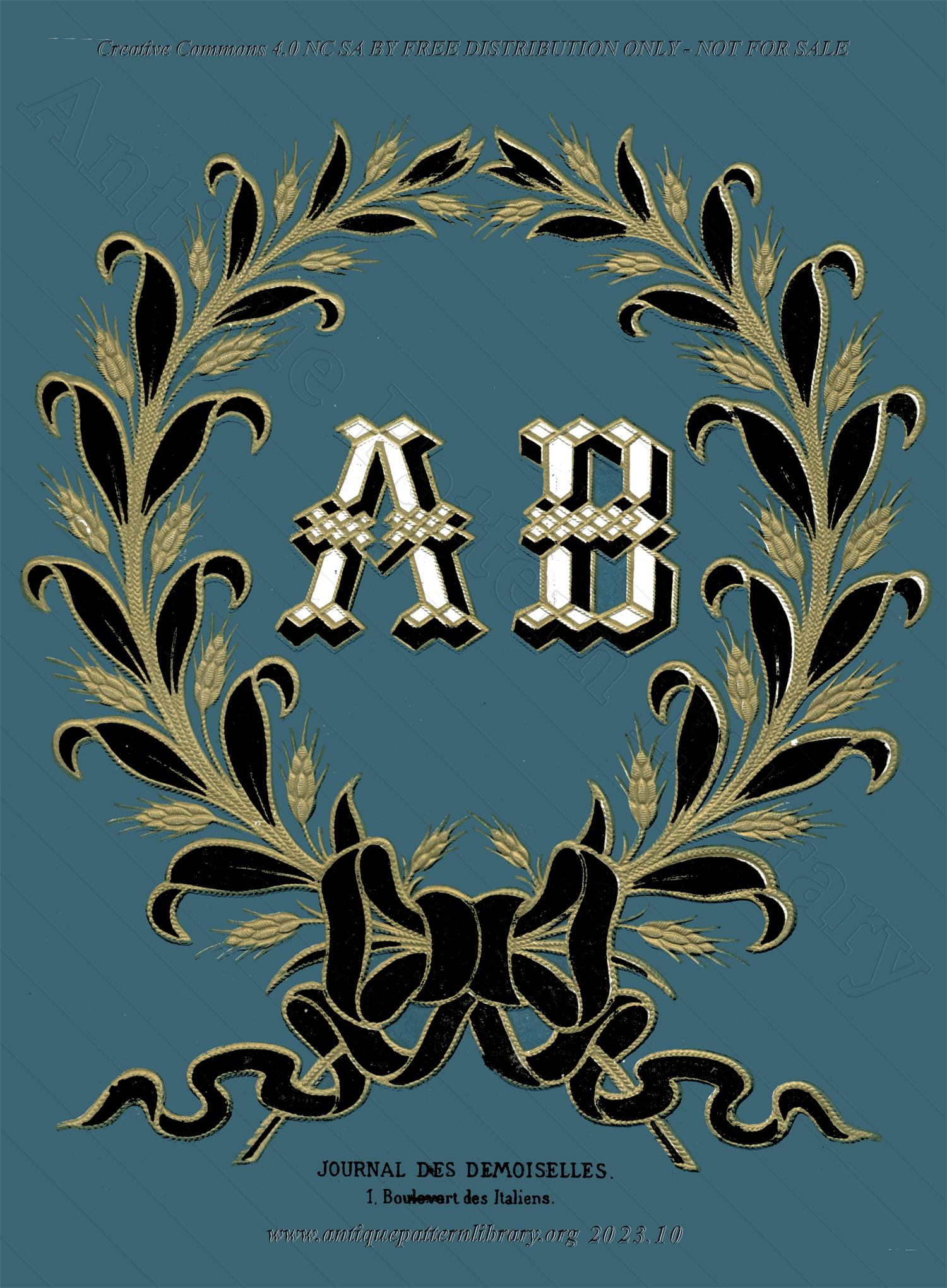 A-MH181 AB Monogram in garland of wheat