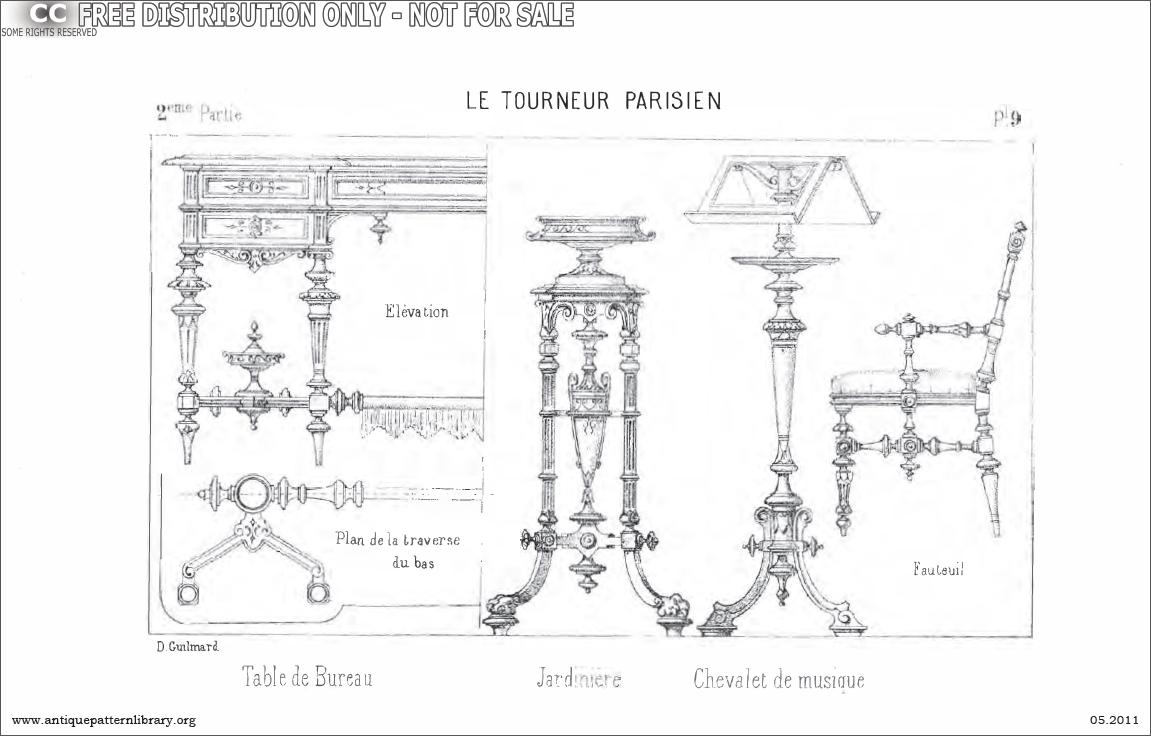 Table de Bureau, Jardiniere, Chevalet de musique, Fauteuil