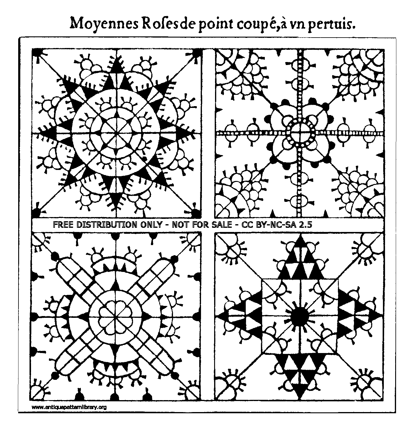 Moyennes Roses de point coupe, a un pertuis