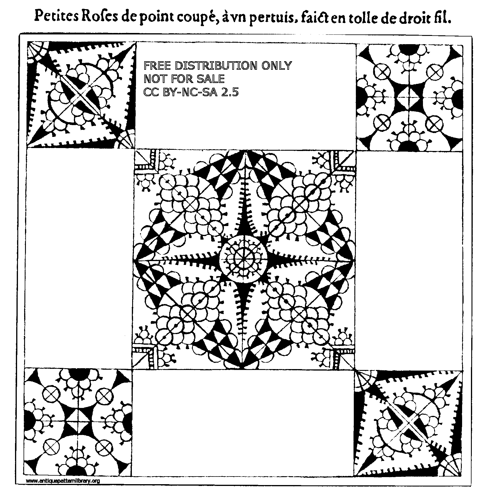 Petites Roses de point coupe, a un pertuis, faict en toille de droit fil