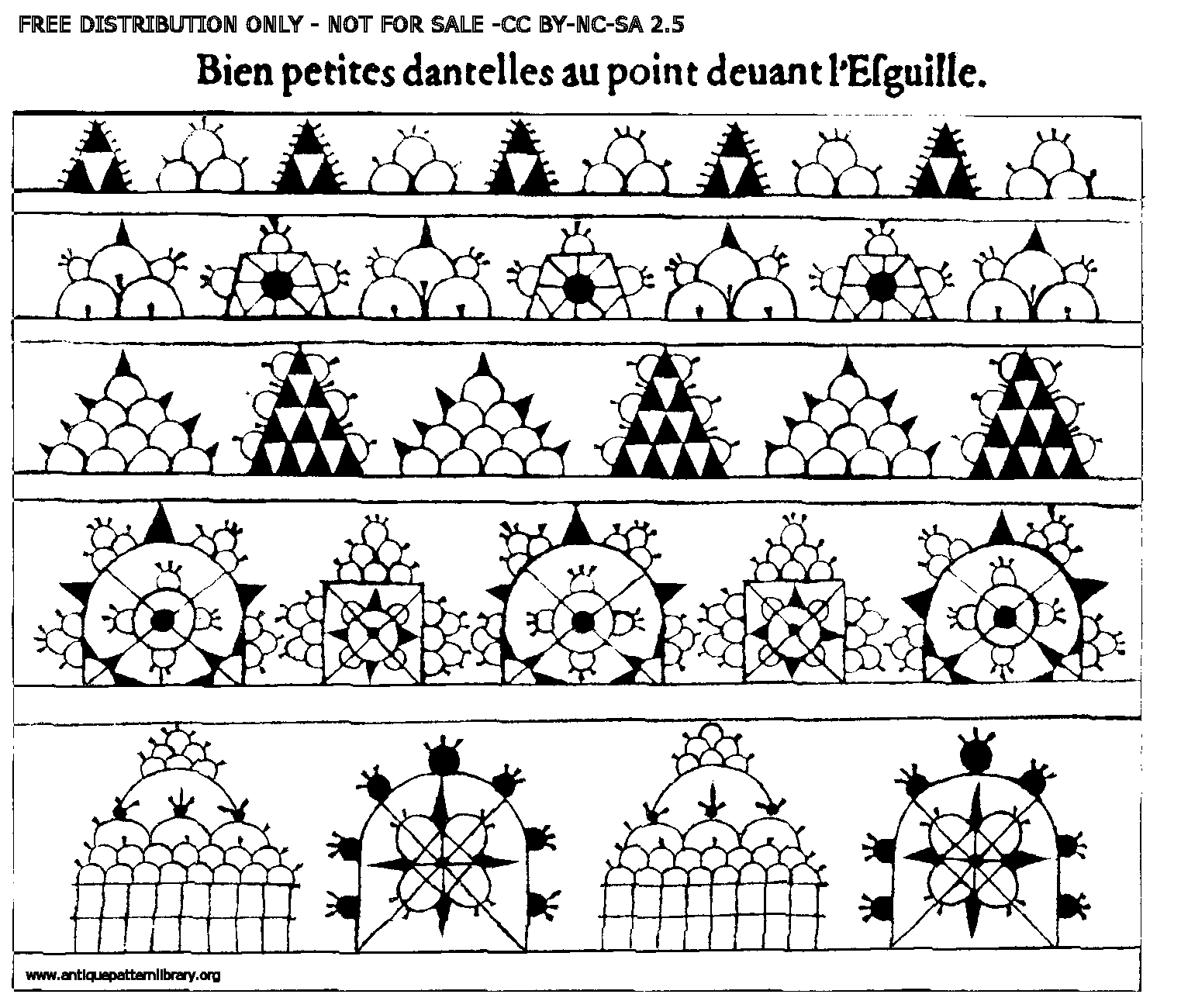 Bien petites dantelles au point devant l'Esguille