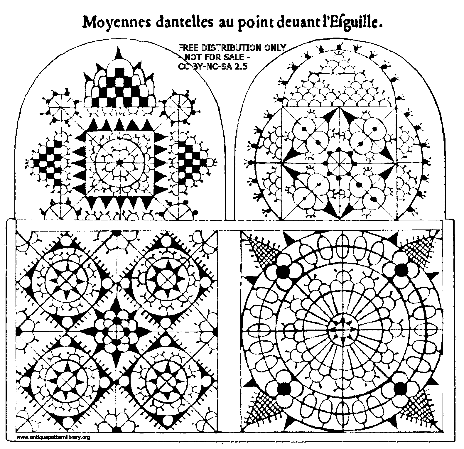 Moyennes dantelles au point devant l'Esguille