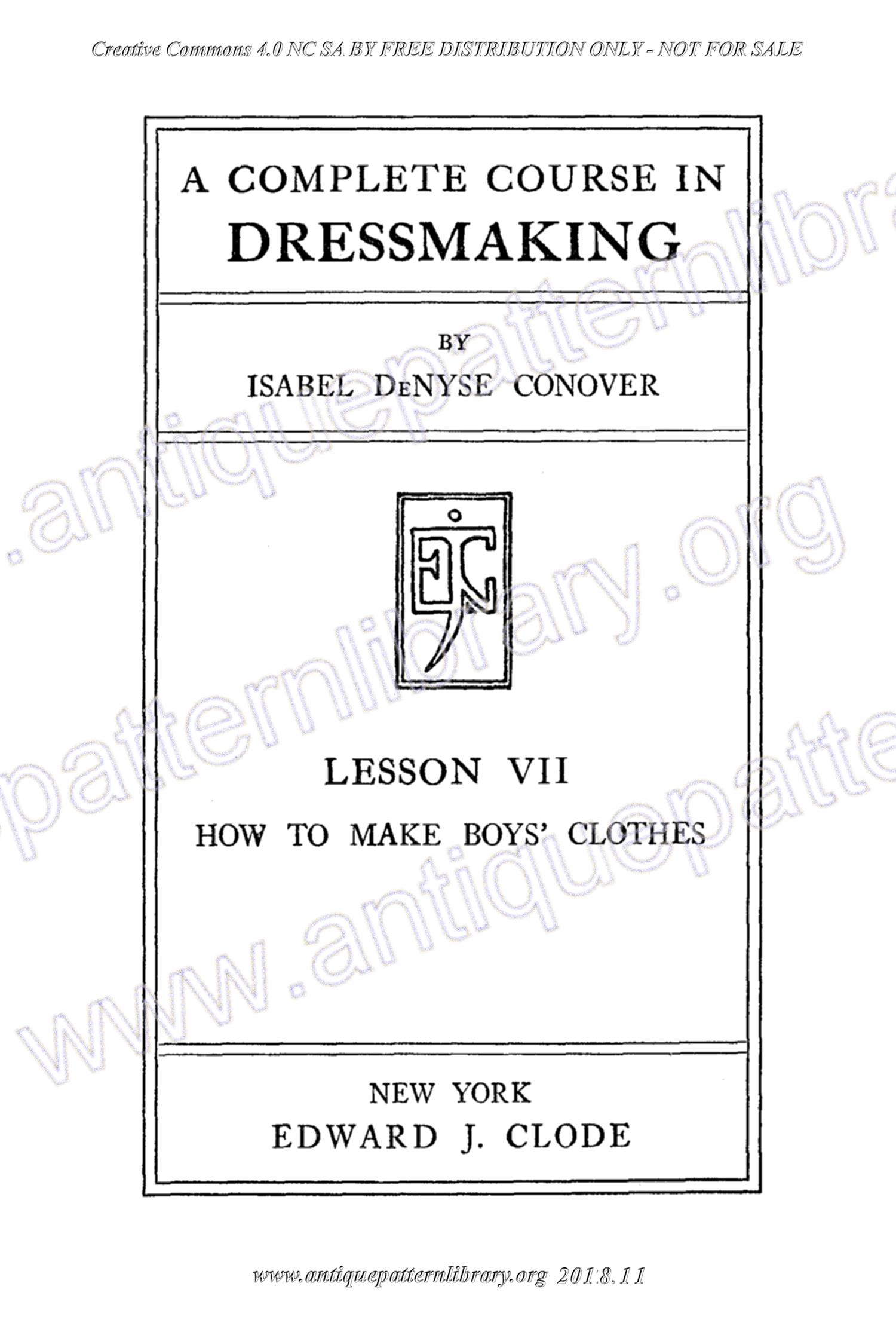 B-YS102 Complete Course in Dressmaking in Twelve Lessons: