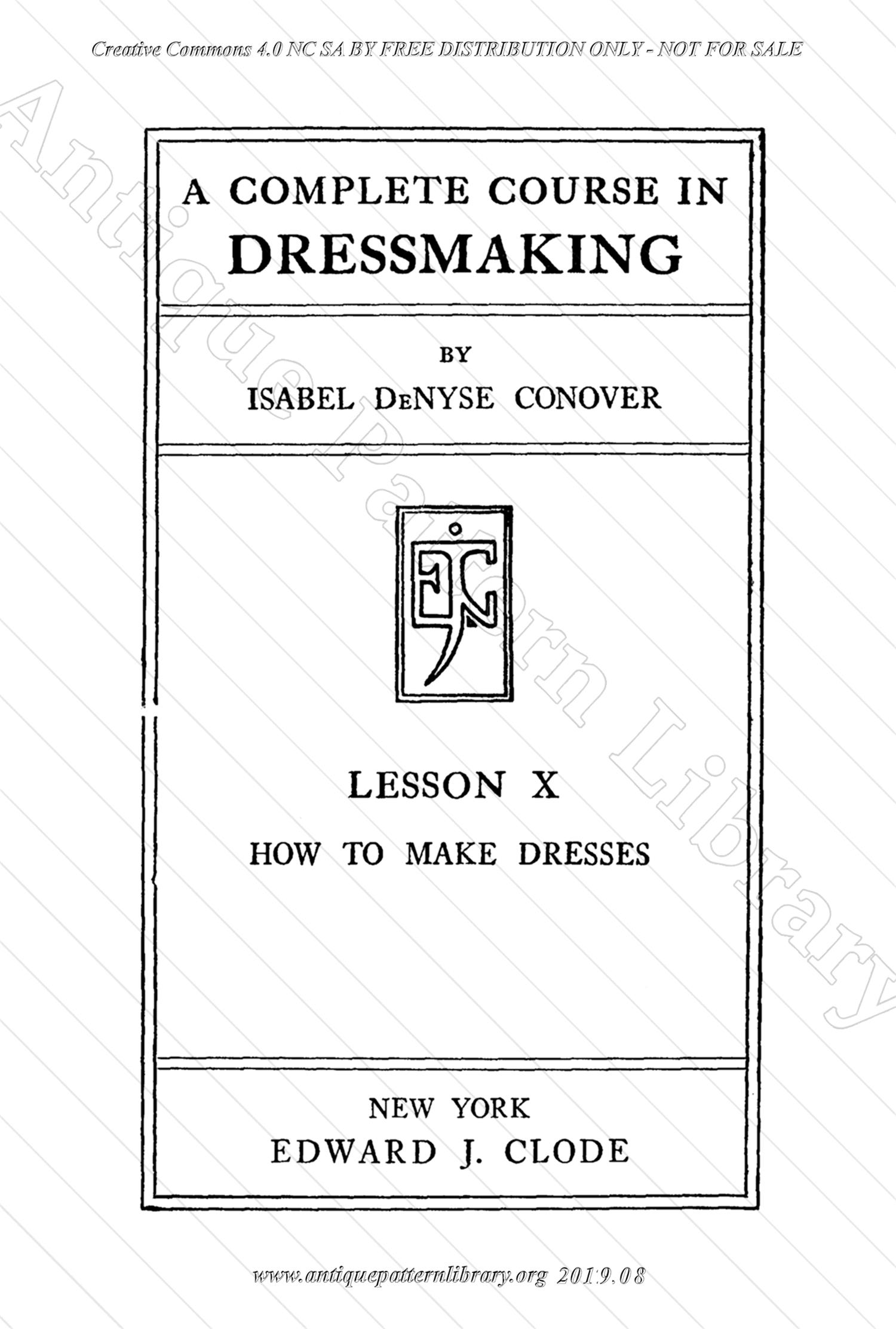 B-YS105 Complete Course in Dressmaking in Twelve Lessons: