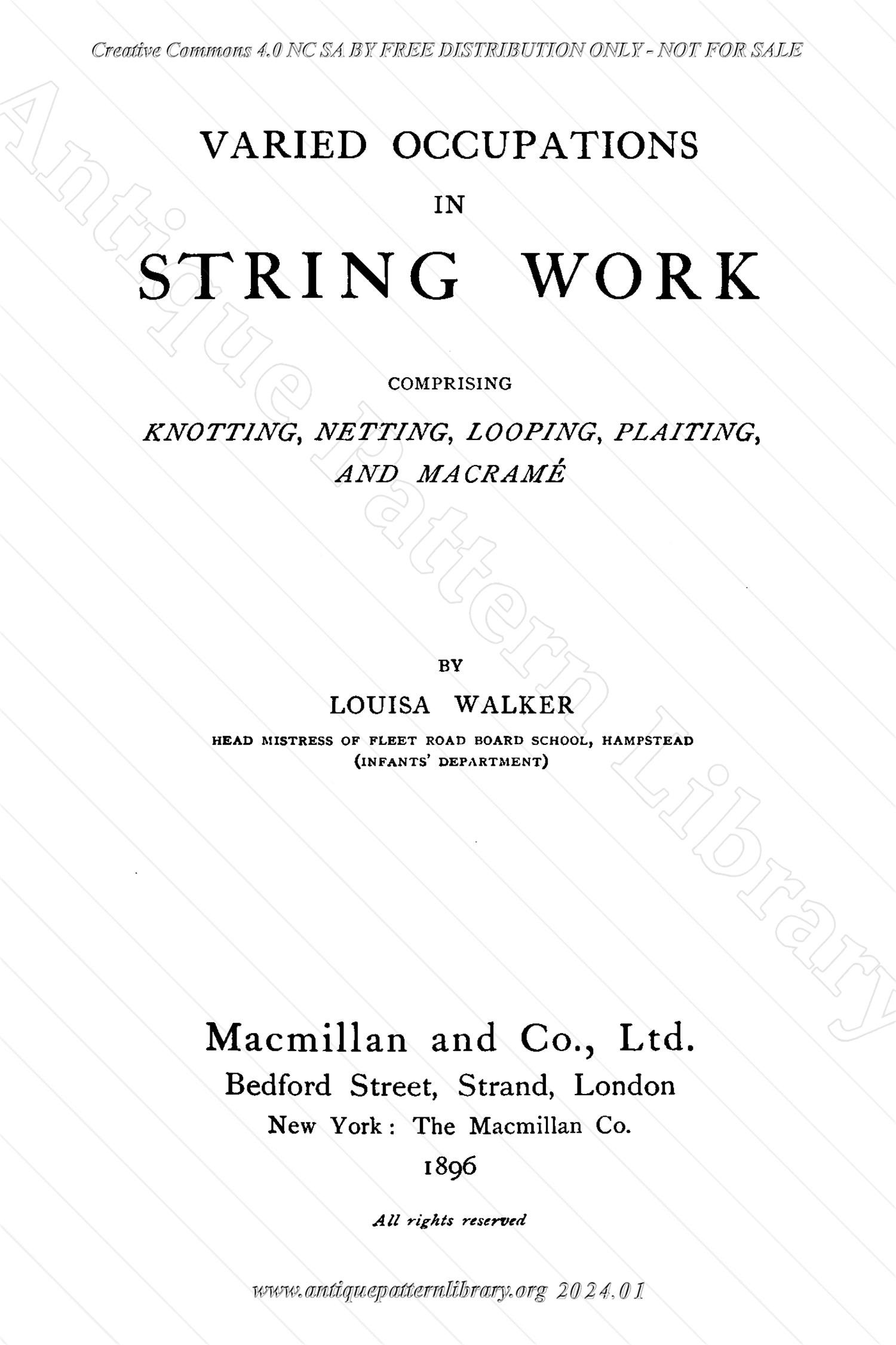 E-WM029 Varied Occupations In String Work