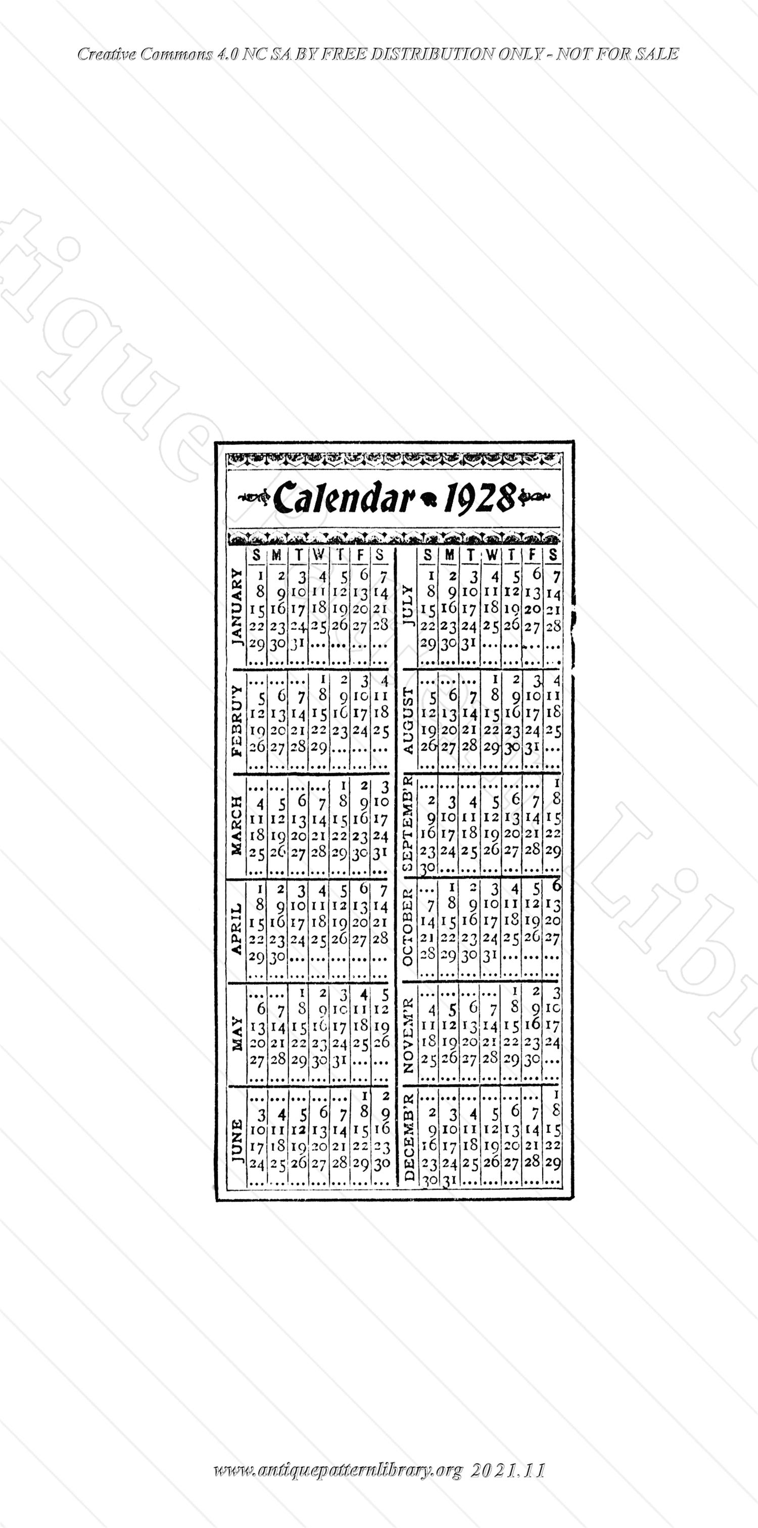 E-YS035 Calendar 1927