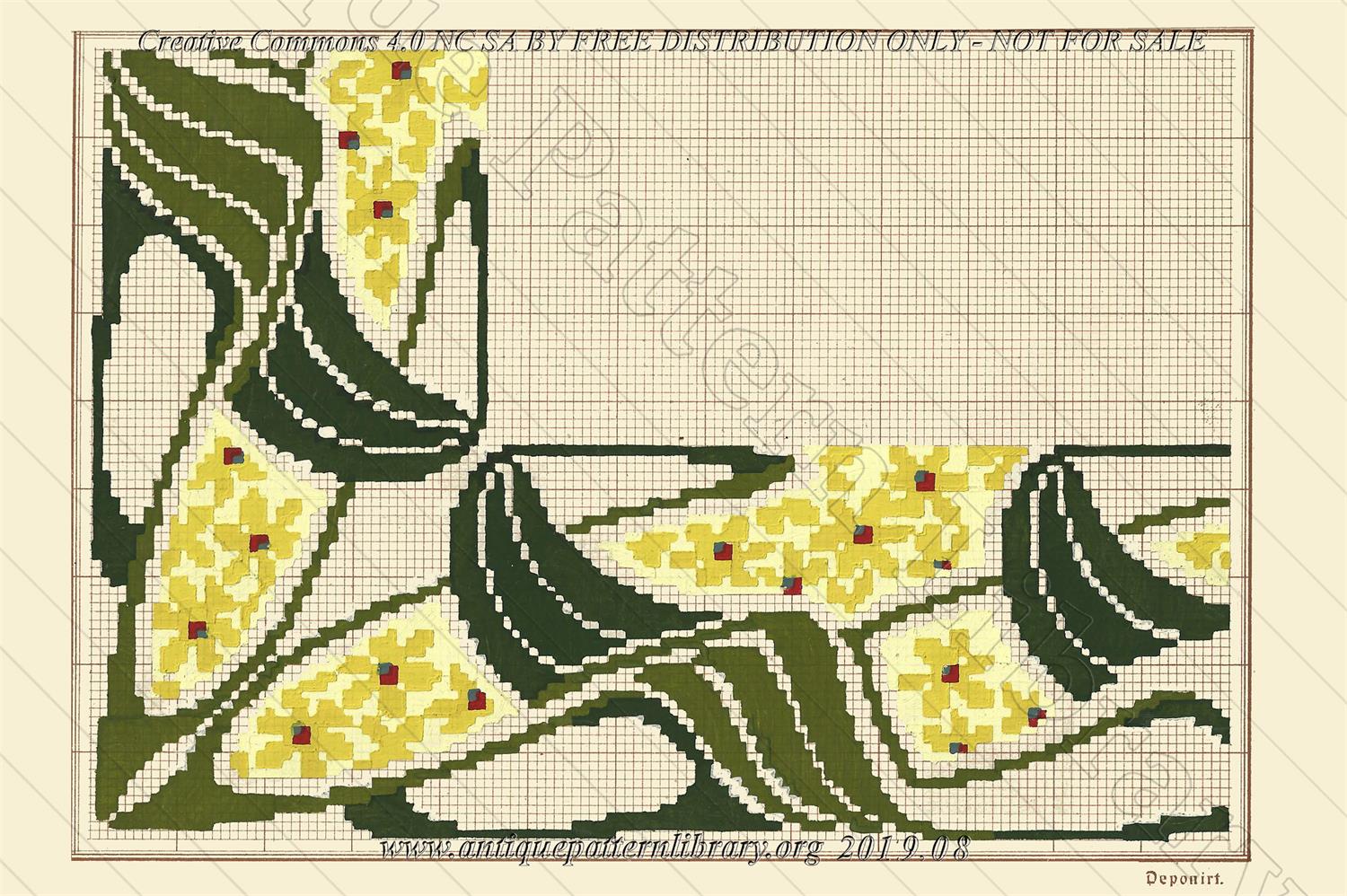 F-IS055 F-IS055 Yellow Jugendstil flower corner