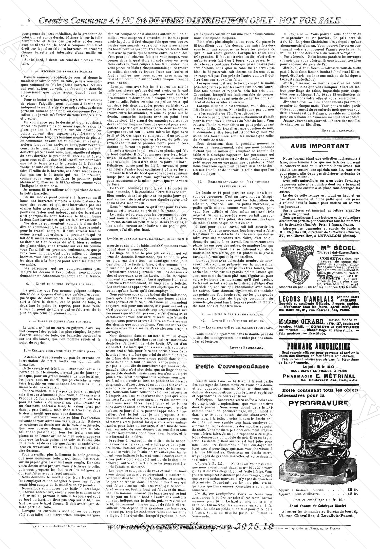 F-WM001 La Broderie Illustre, Dimanche 22 Octobre 1899