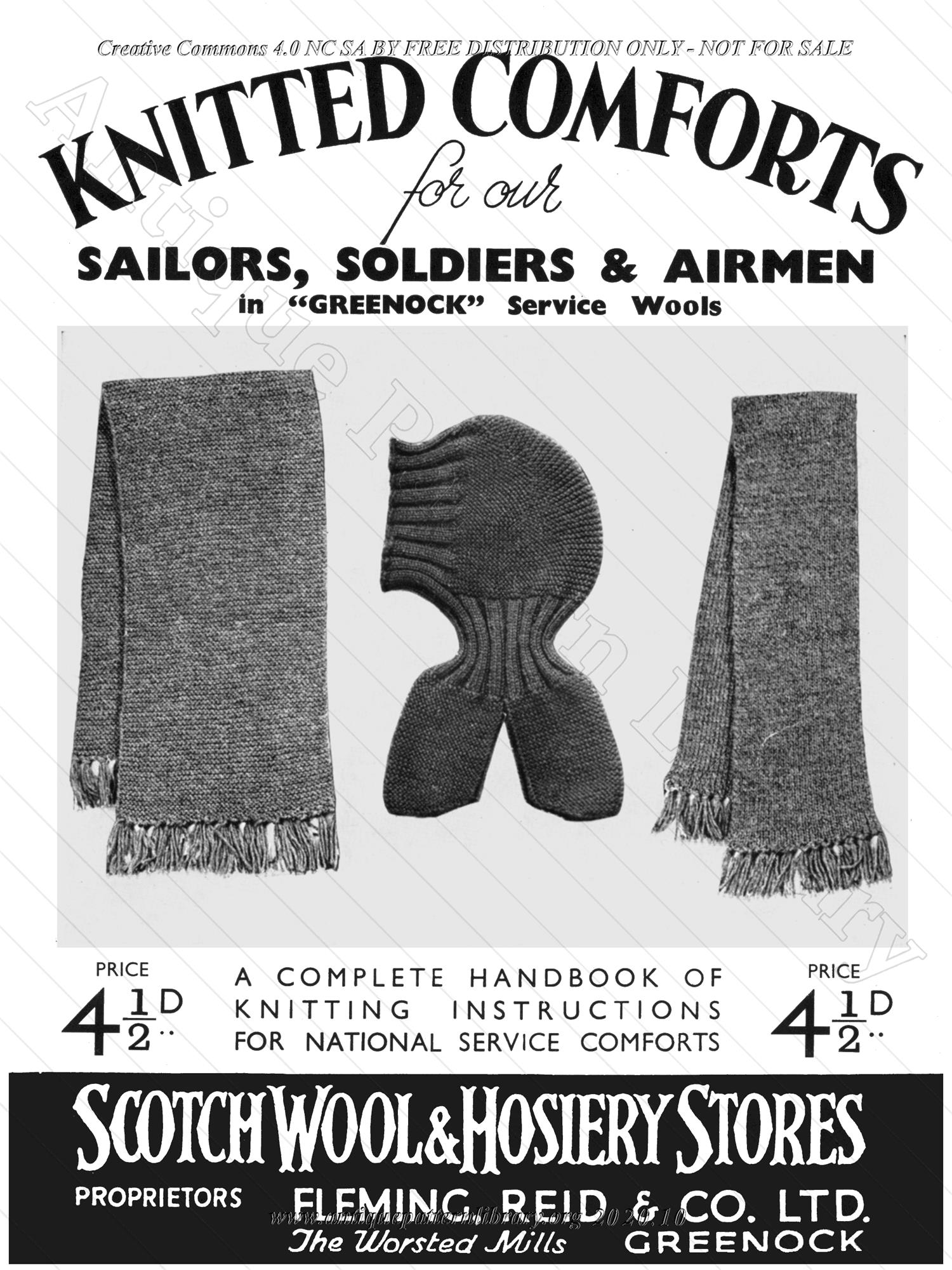 F-WM176 Knitted Comforts for Sailors, Soldiers and Airmen 