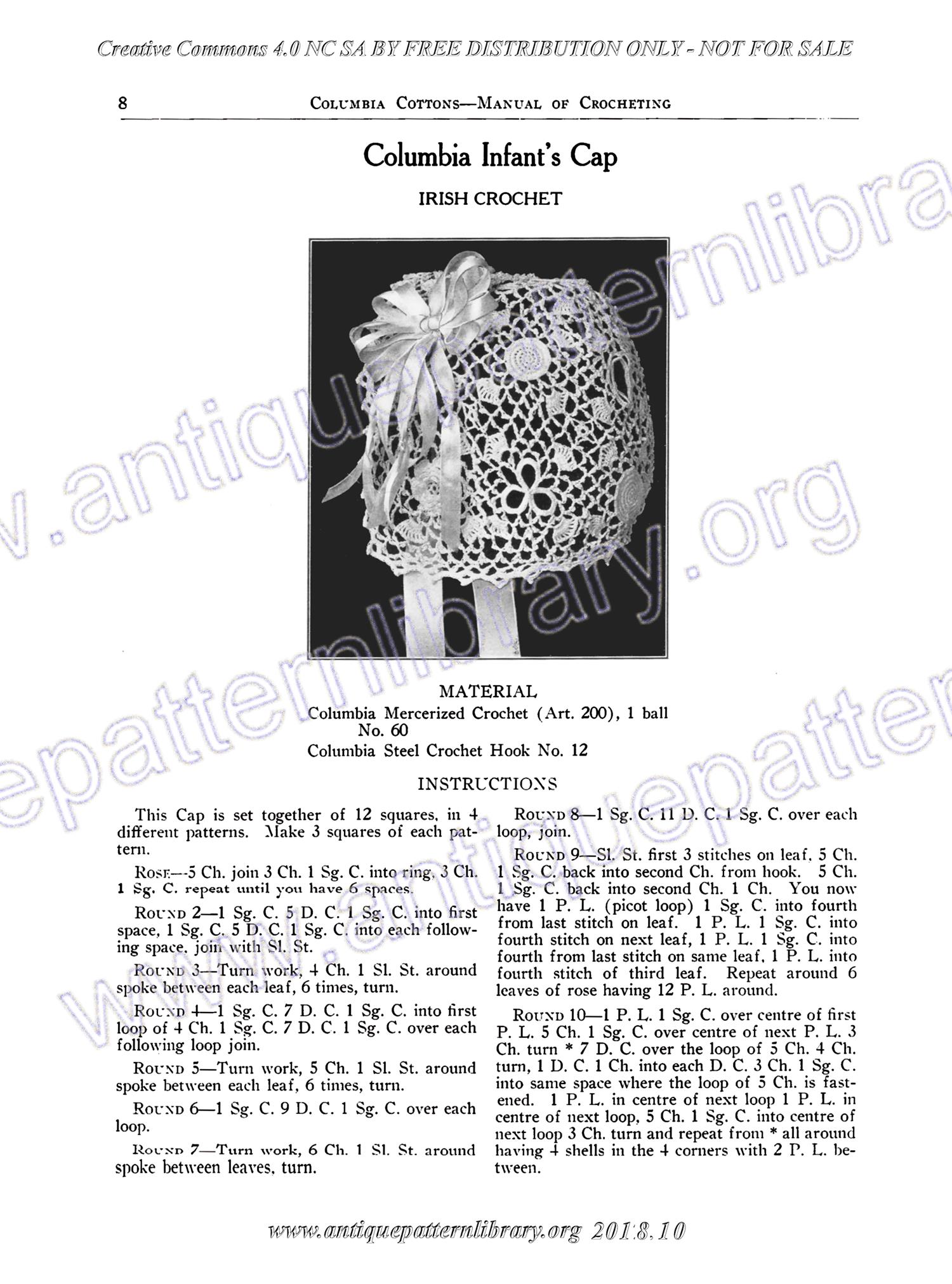 I-SB001 Manual of Crocheting Infant's and Children's Caps
