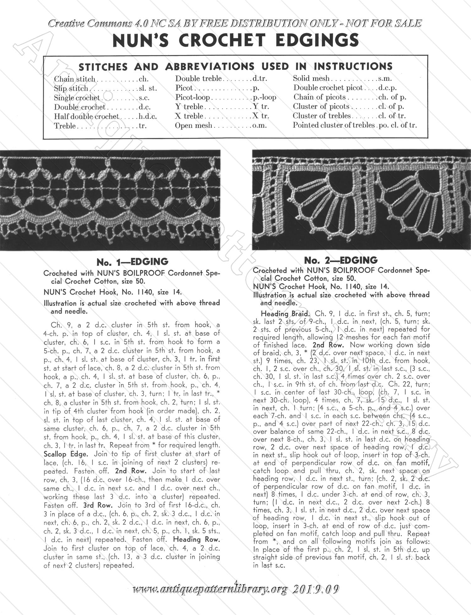 J-OS006 Nun's Crocheted Edgings and bandings