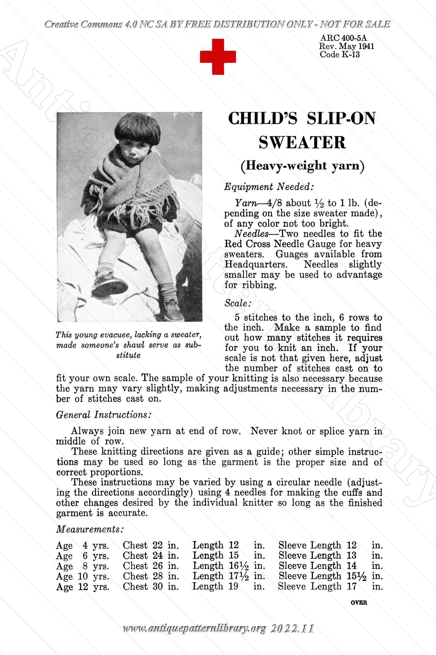 M-BG003 Child's Slip-On Sweater