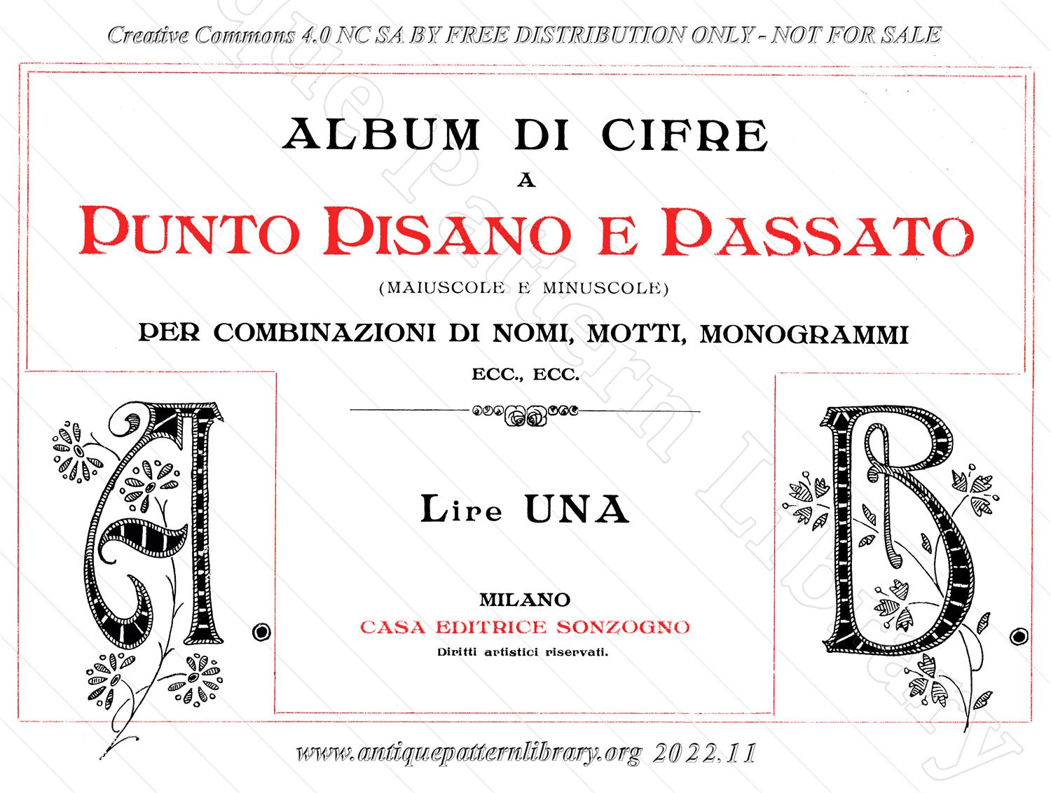 M-II006 Album di cifre a Punto Pisano e Passata