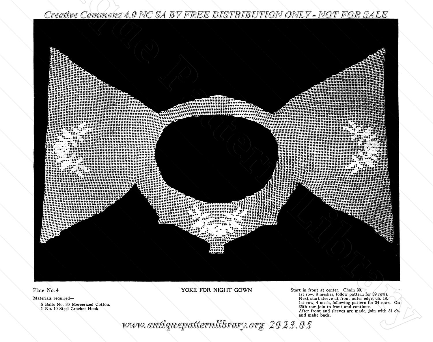 N-AP001 Crocheted Yokes for Corset Covers and Night Gowns