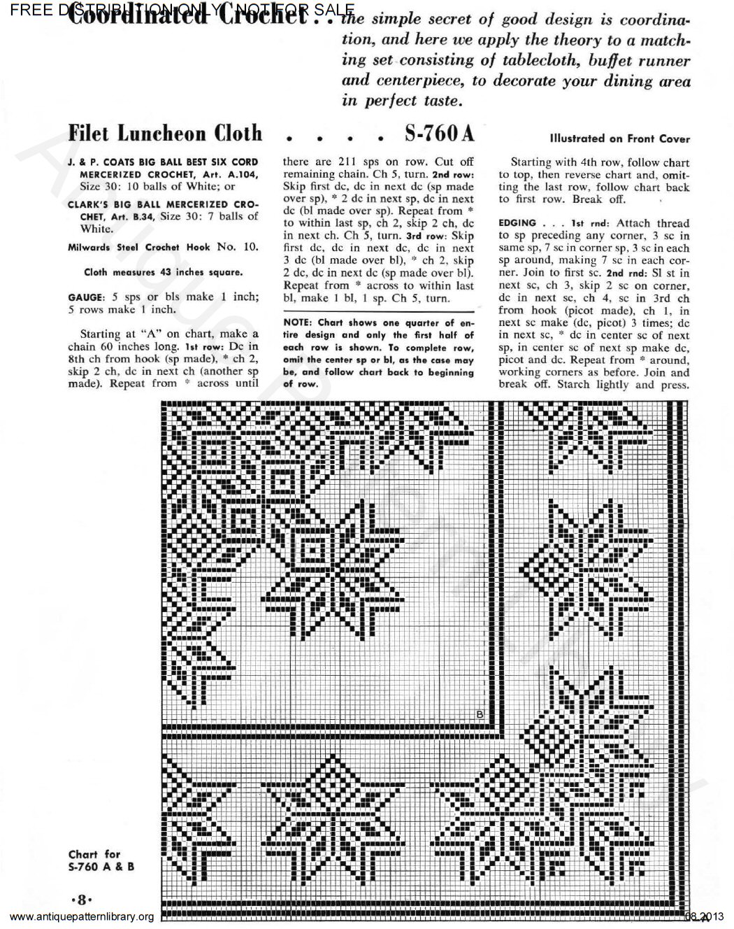 6-TA006 Coats & Clark's O.N.T. Filet Crochet Book No. 317 Priscilla Filet Crochet