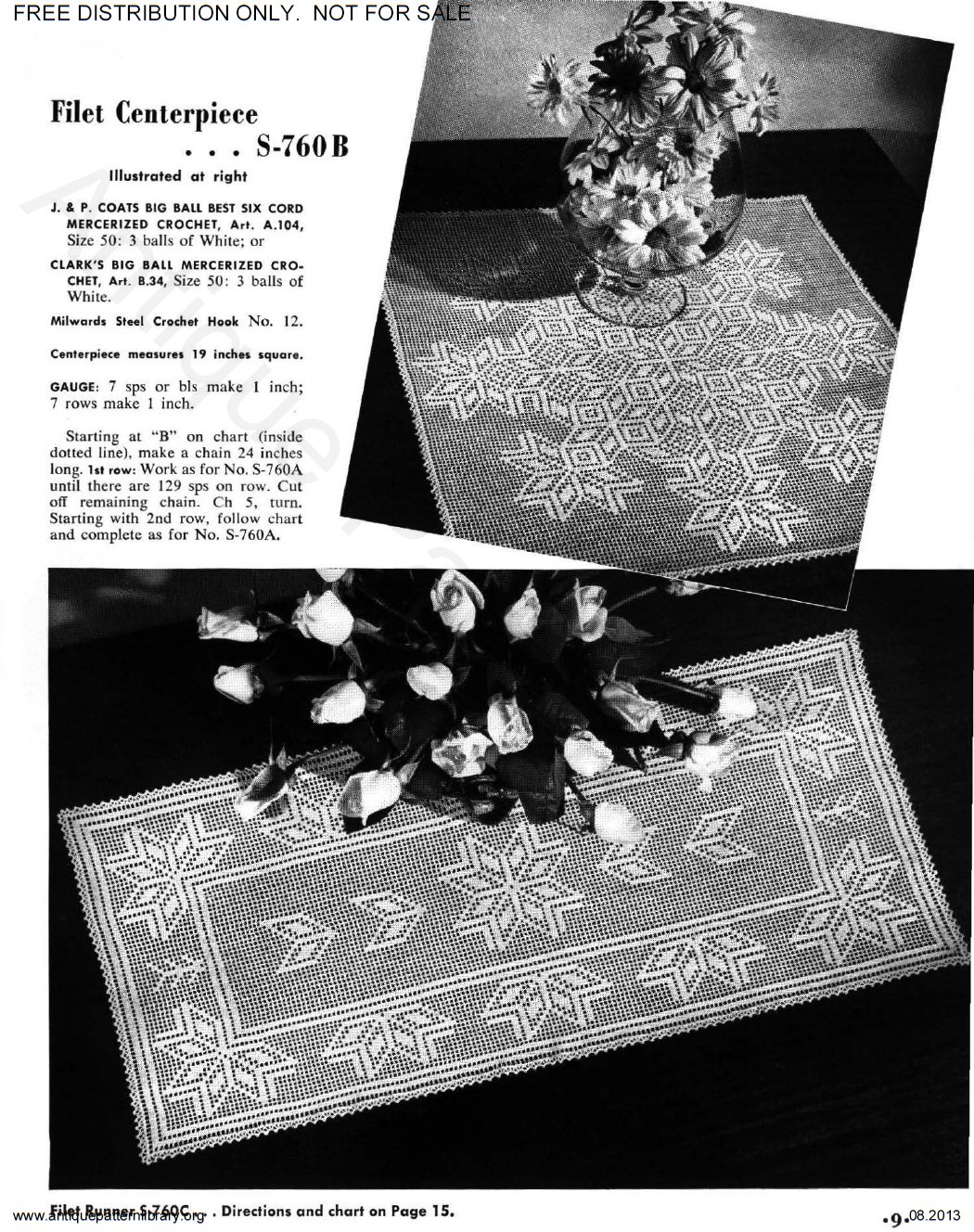 6-TA006 Coats & Clark's O.N.T. Filet Crochet Book No. 317 Priscilla Filet Crochet