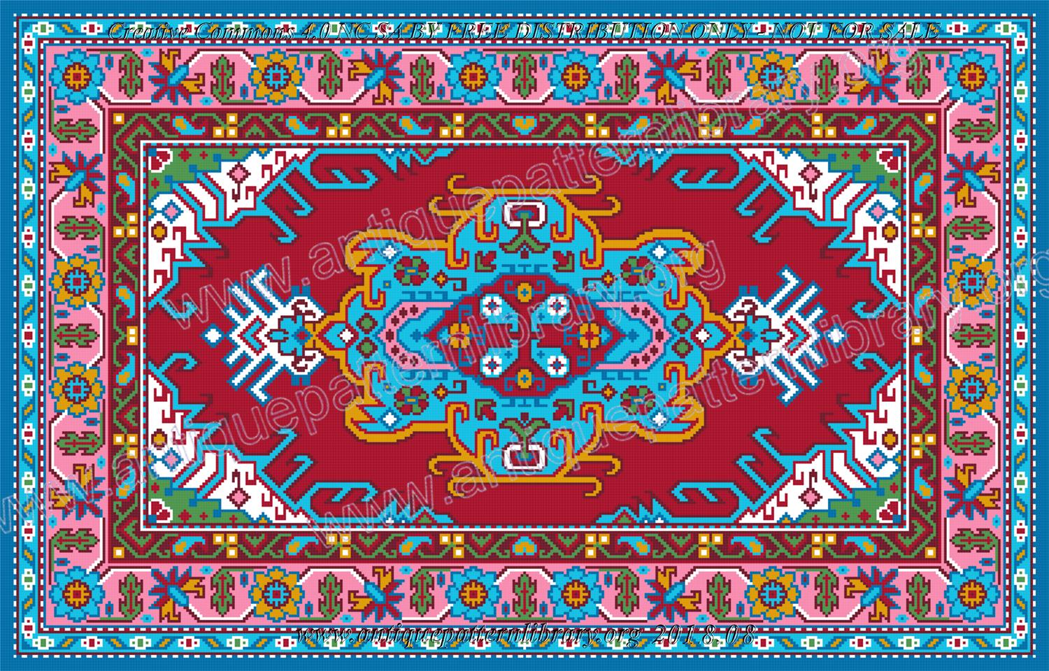 A-MH005 Tapestry design in red, turquoise, pink.