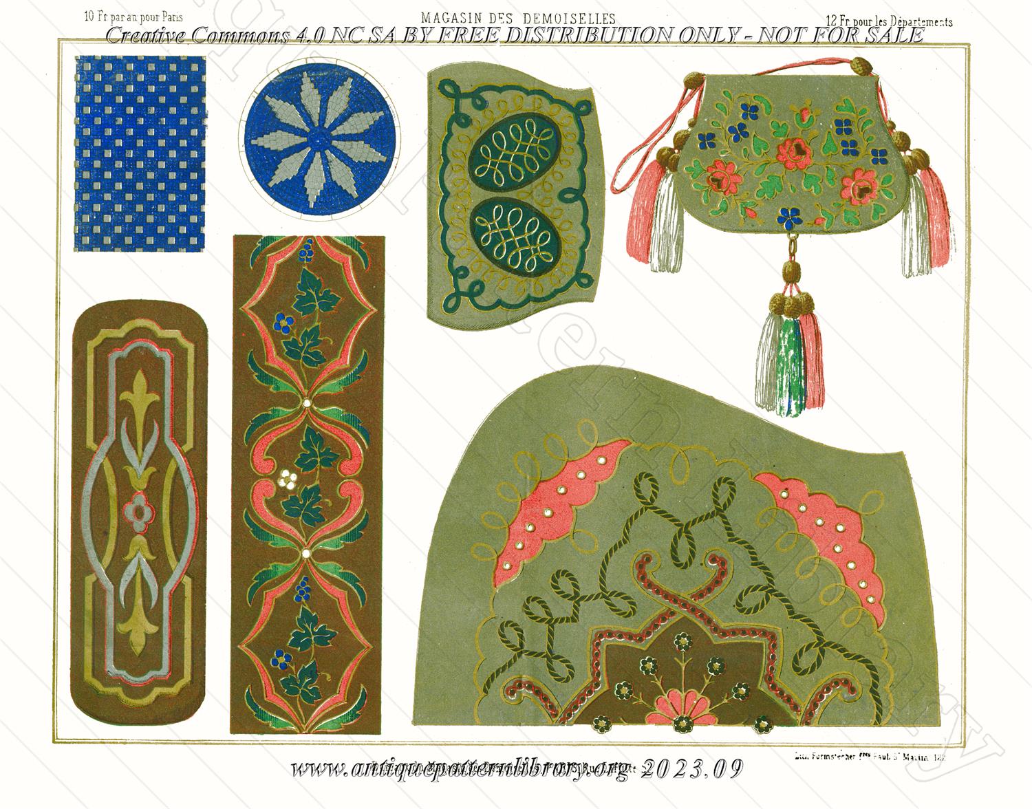 A-MH079 Three embroidered purses, four other patterns