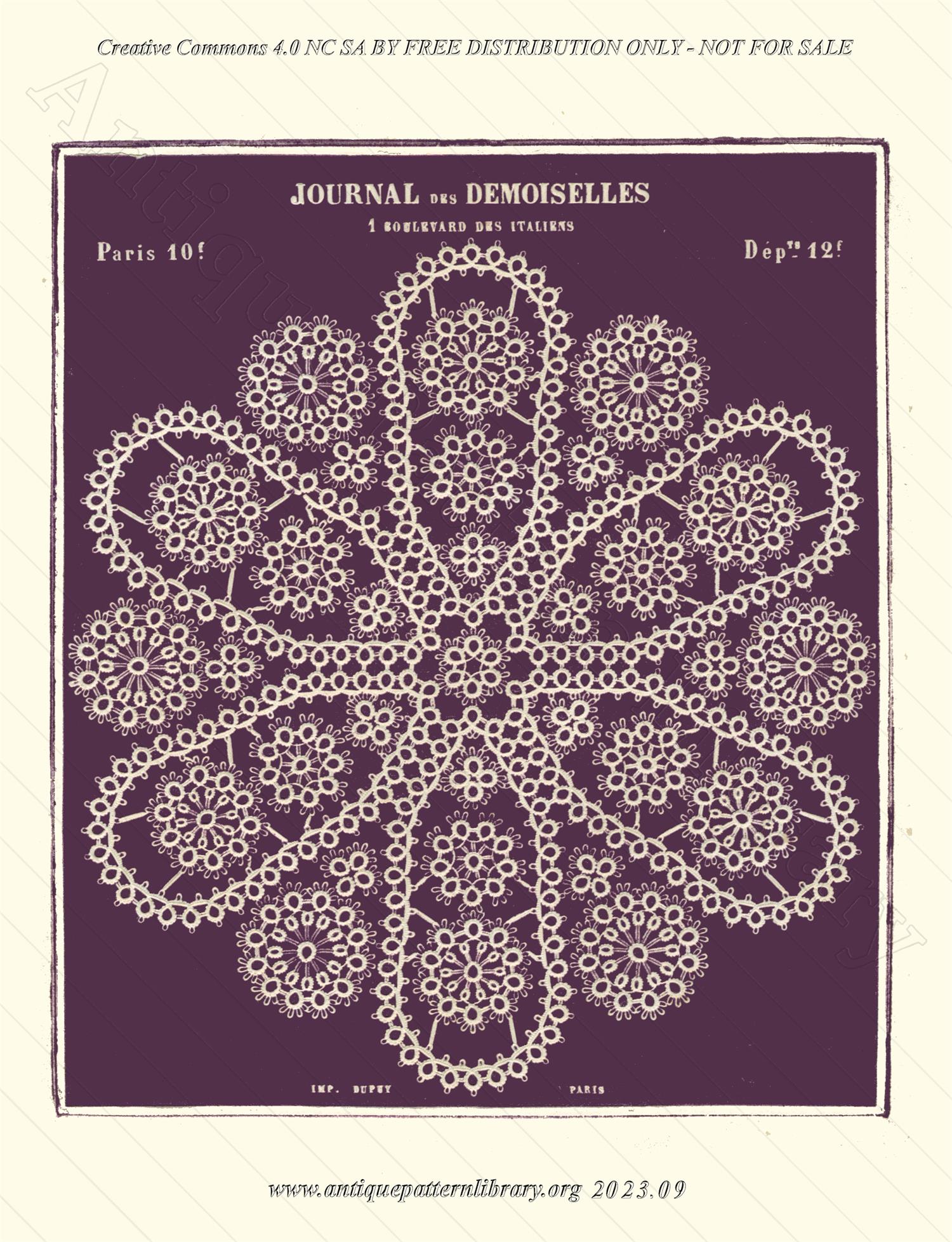 A-MH174 Six-pointed star tatted doily