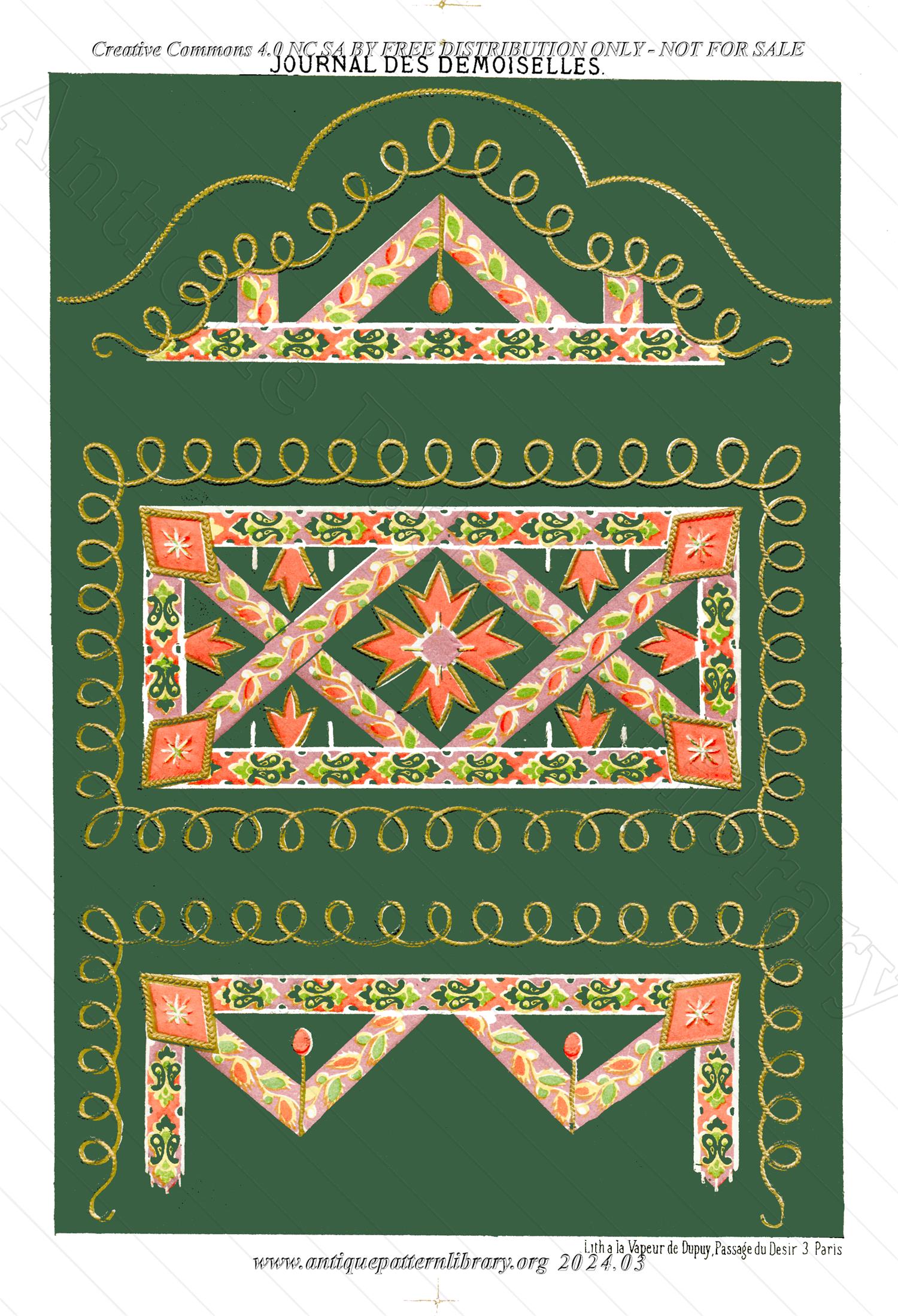 A-MH196 Embroidery pattern for dark green wallet or clutch