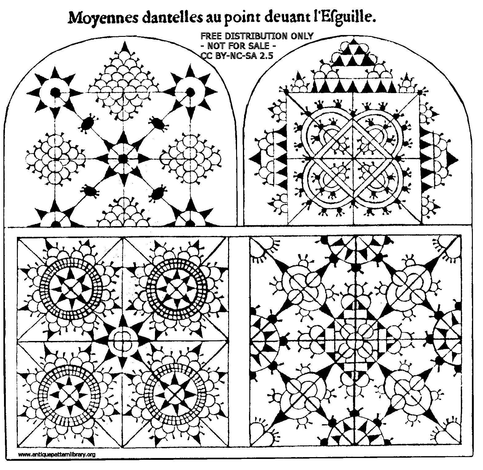 Moyennes dantelles au point devant l'Esguille