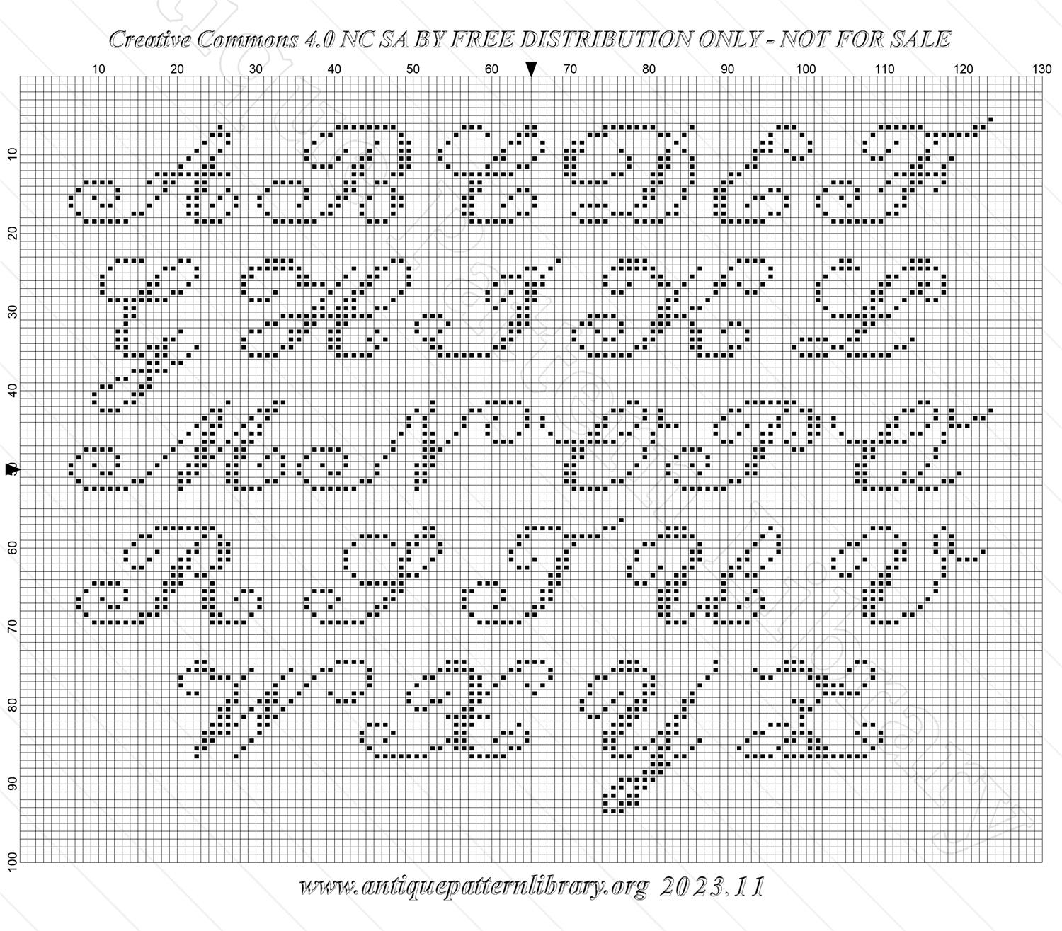 C-PR020 Five cross-stitch alphabets