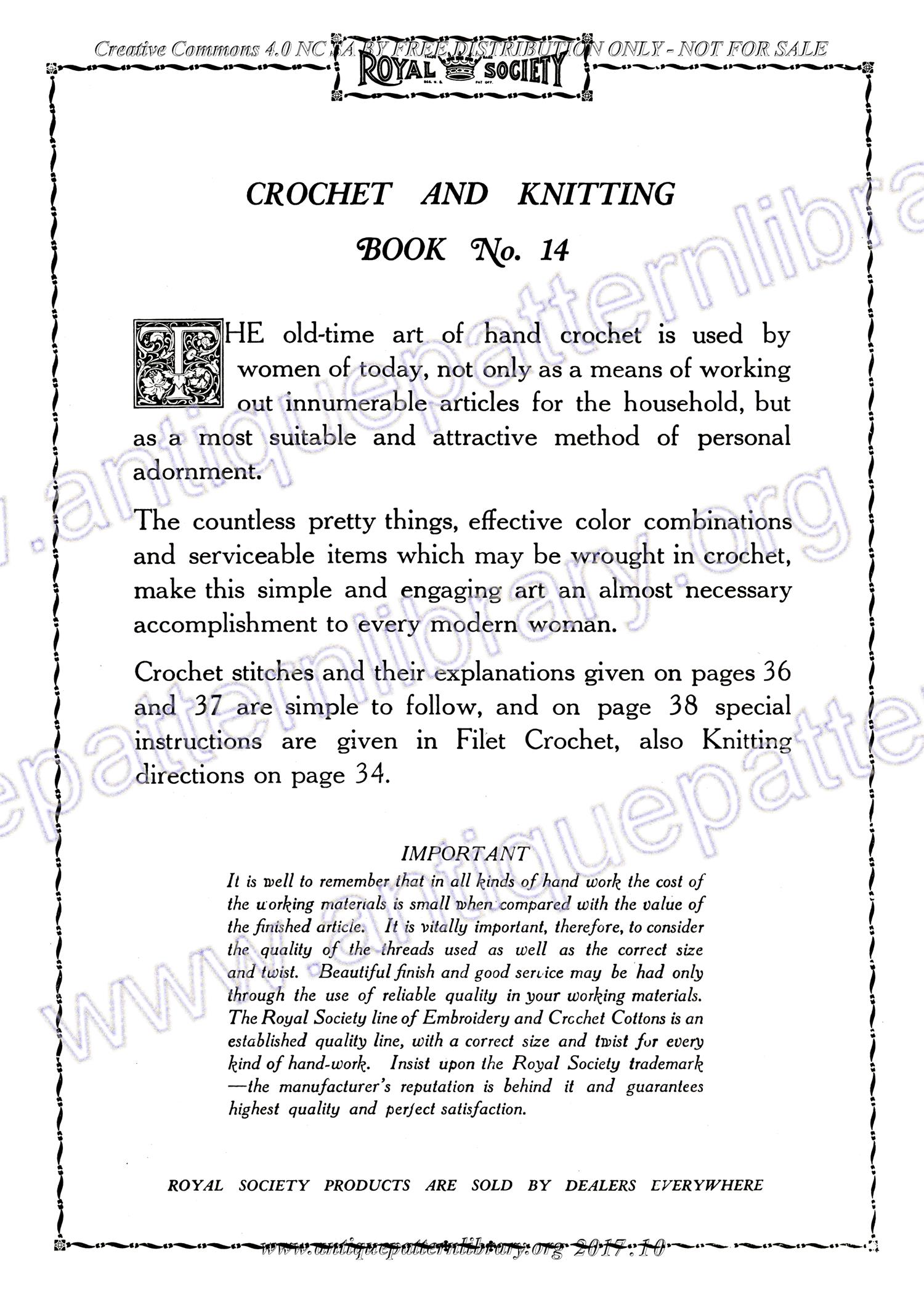 D-SW011 Royal Society Crochet No. 14 Knitting