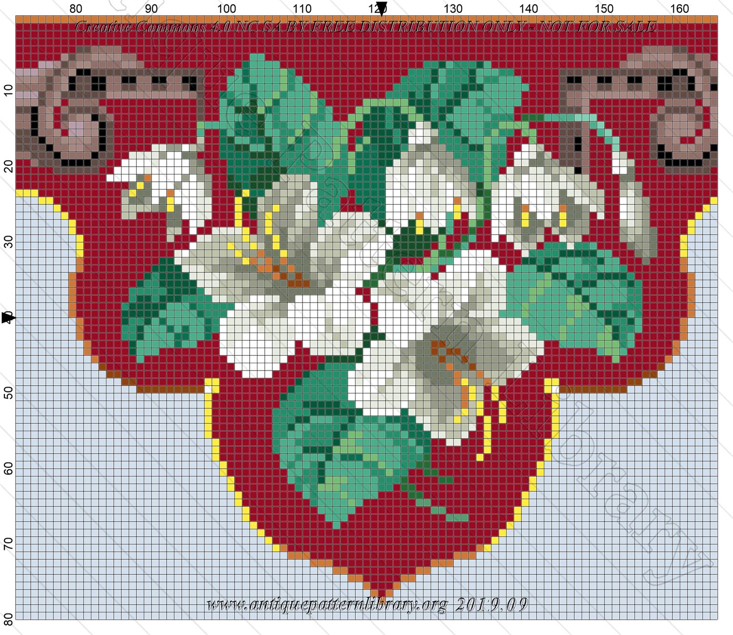 E-AL007 Red pelmet with white flowers