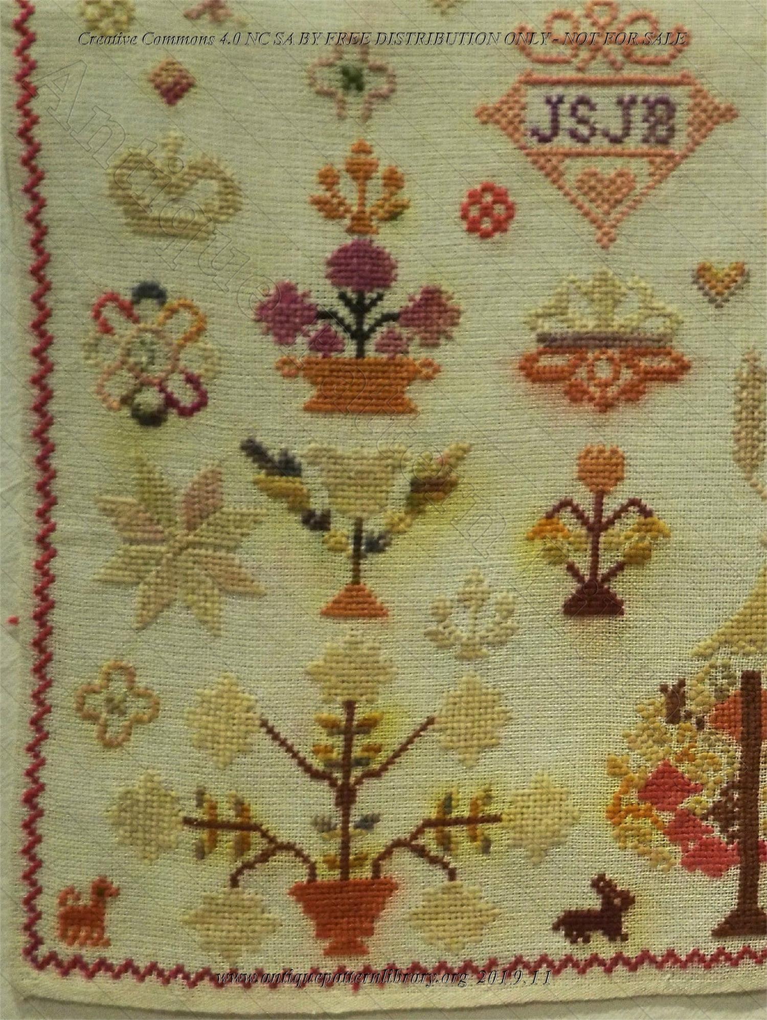 E-CO001 1876 Jemima Stuart sampler