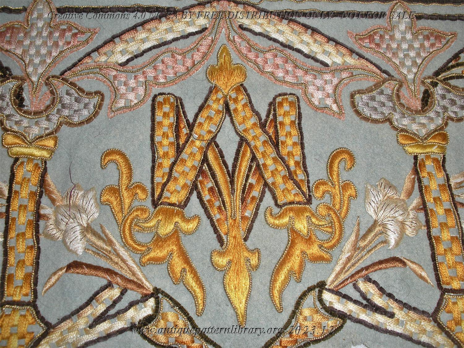 E-CW001 Ecclesiastical valance with lilies and initial M