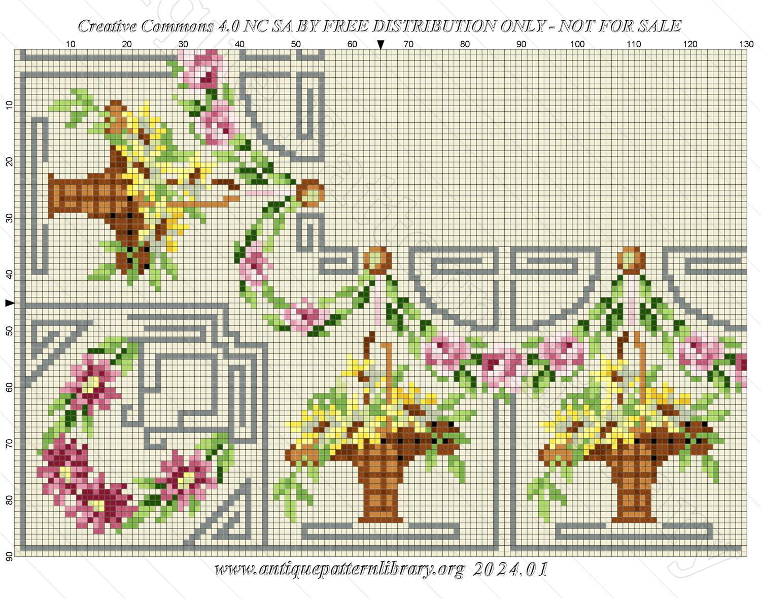 F-IS049 Flower basket and swag corner design