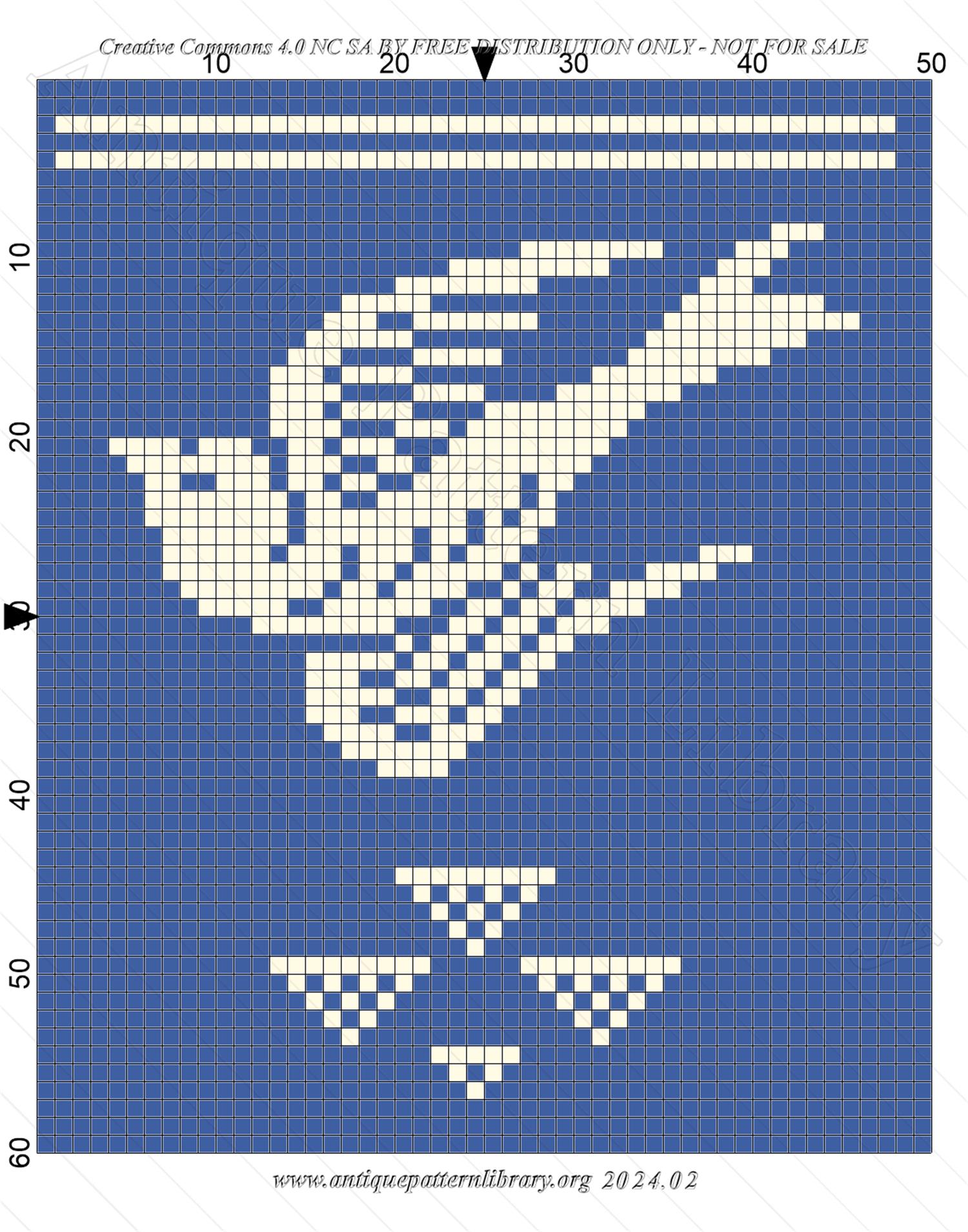 F-IS152 Blueprint bird in filet crochet