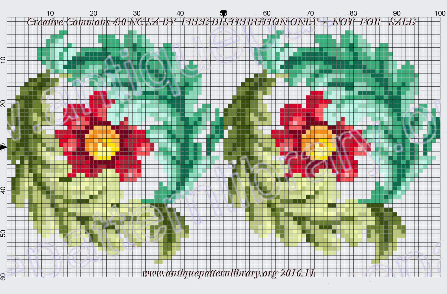 F-WC007 Border pattern with green leaves and red berries