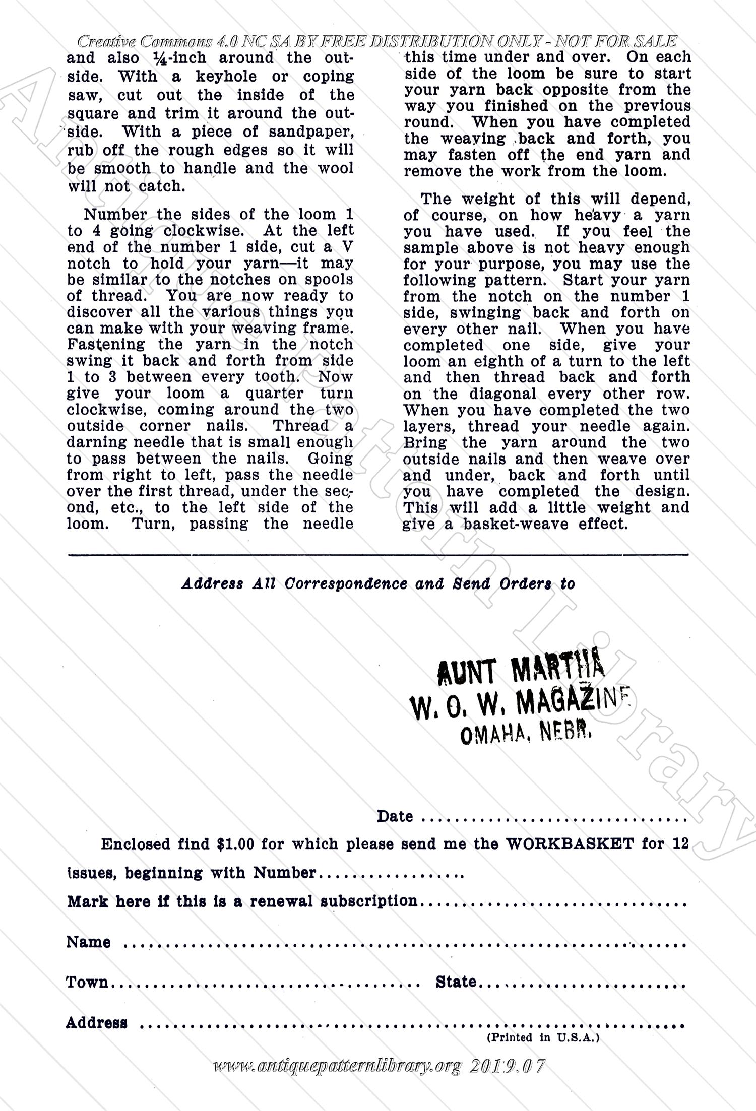 H-ML026 Aunt Martha's Workbasket Volume 2 No. 1