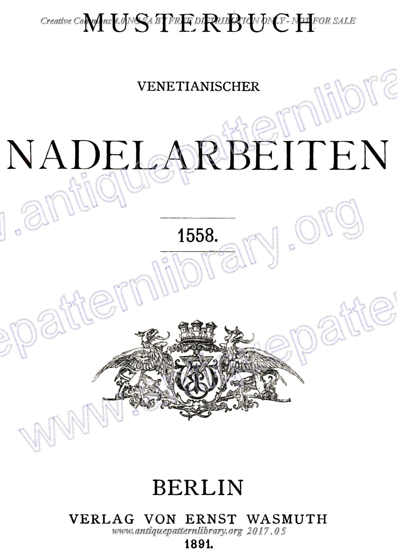 H-RM004 Musterbuch Venetianischer Nadelarbeiten 1558