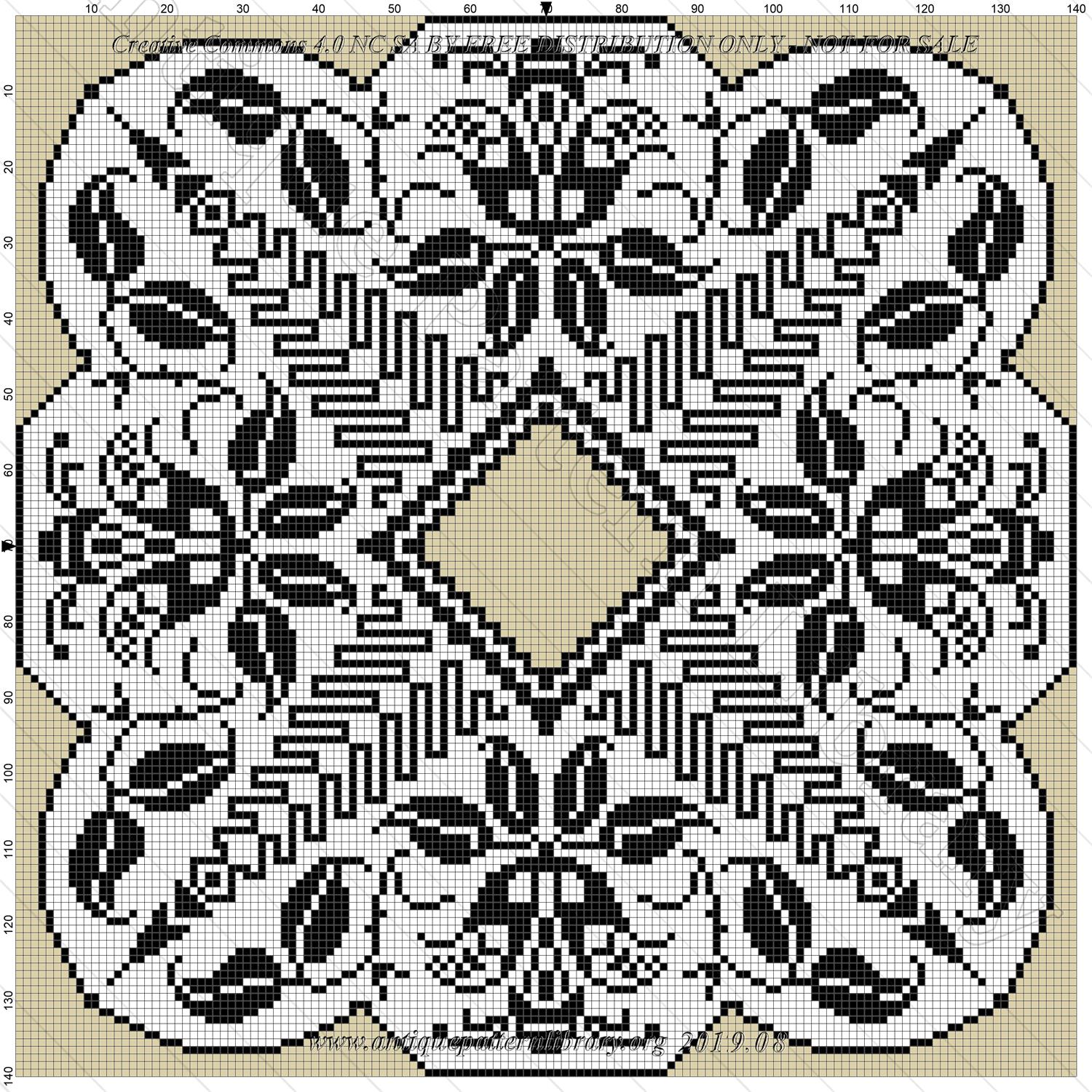 I-LZ001 Filet or embroidery design for a doily or doily edging