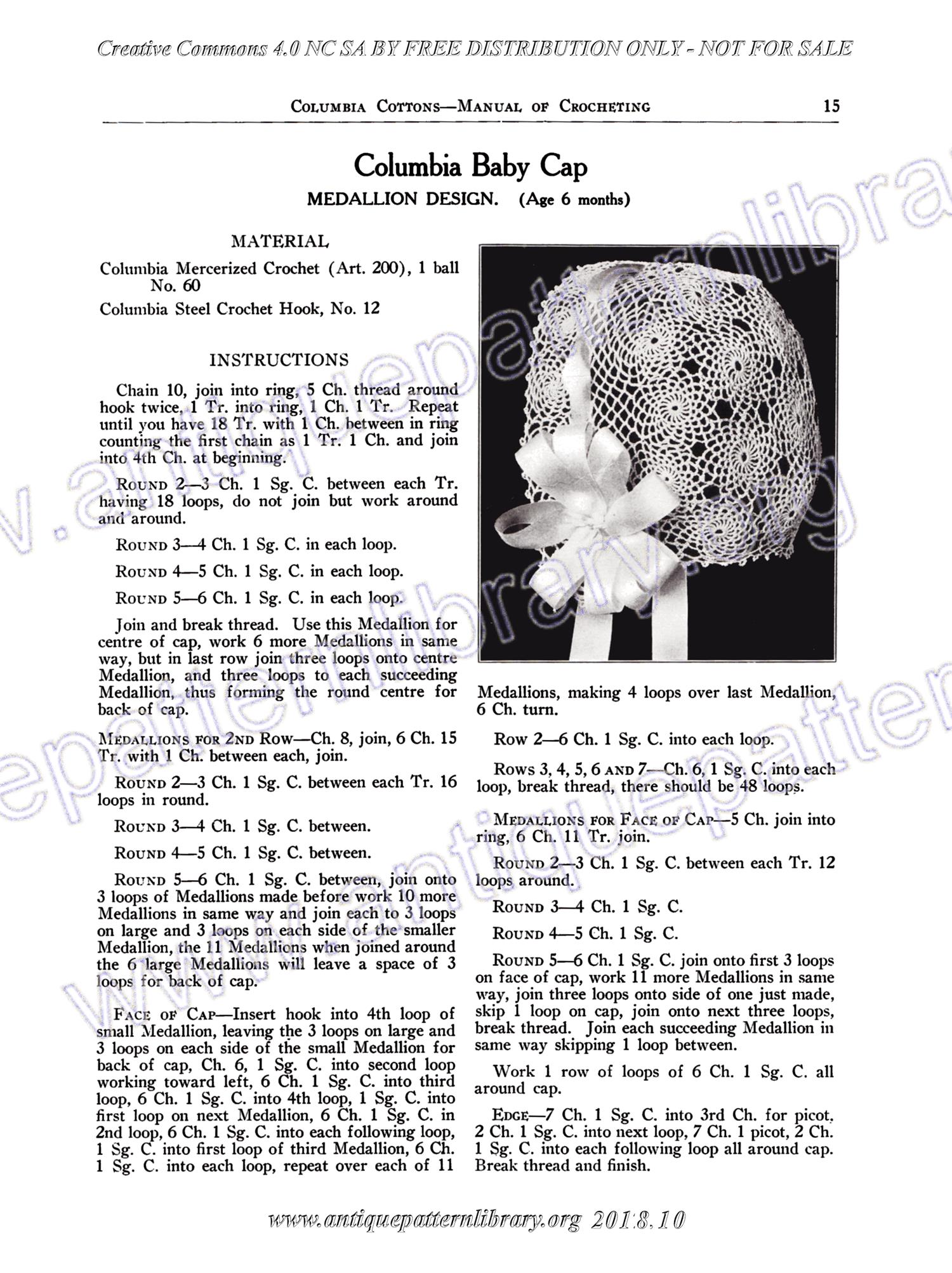 I-SB001 Manual of Crocheting Infant's and Children's Caps