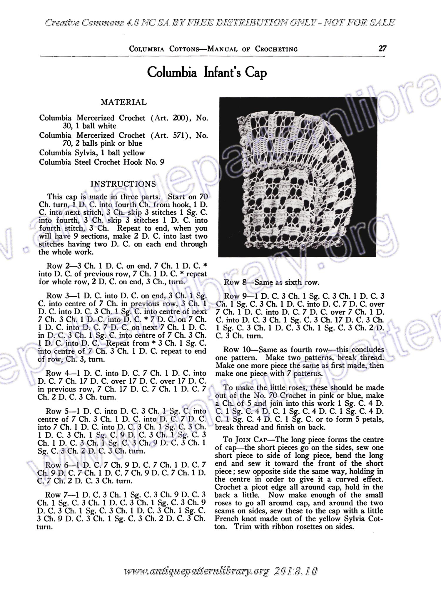 I-SB001 Manual of Crocheting Infant's and Children's Caps