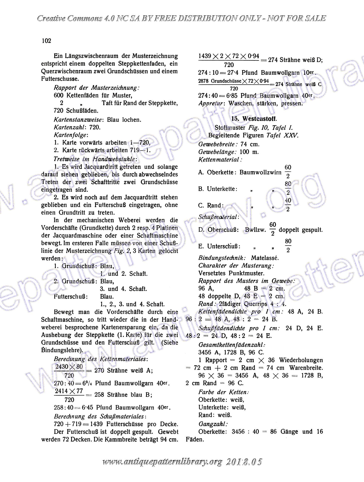 I-WM001 Technologie, Bindungslehre, Dekomposition und Kalkulation der Jacquard-Weberei