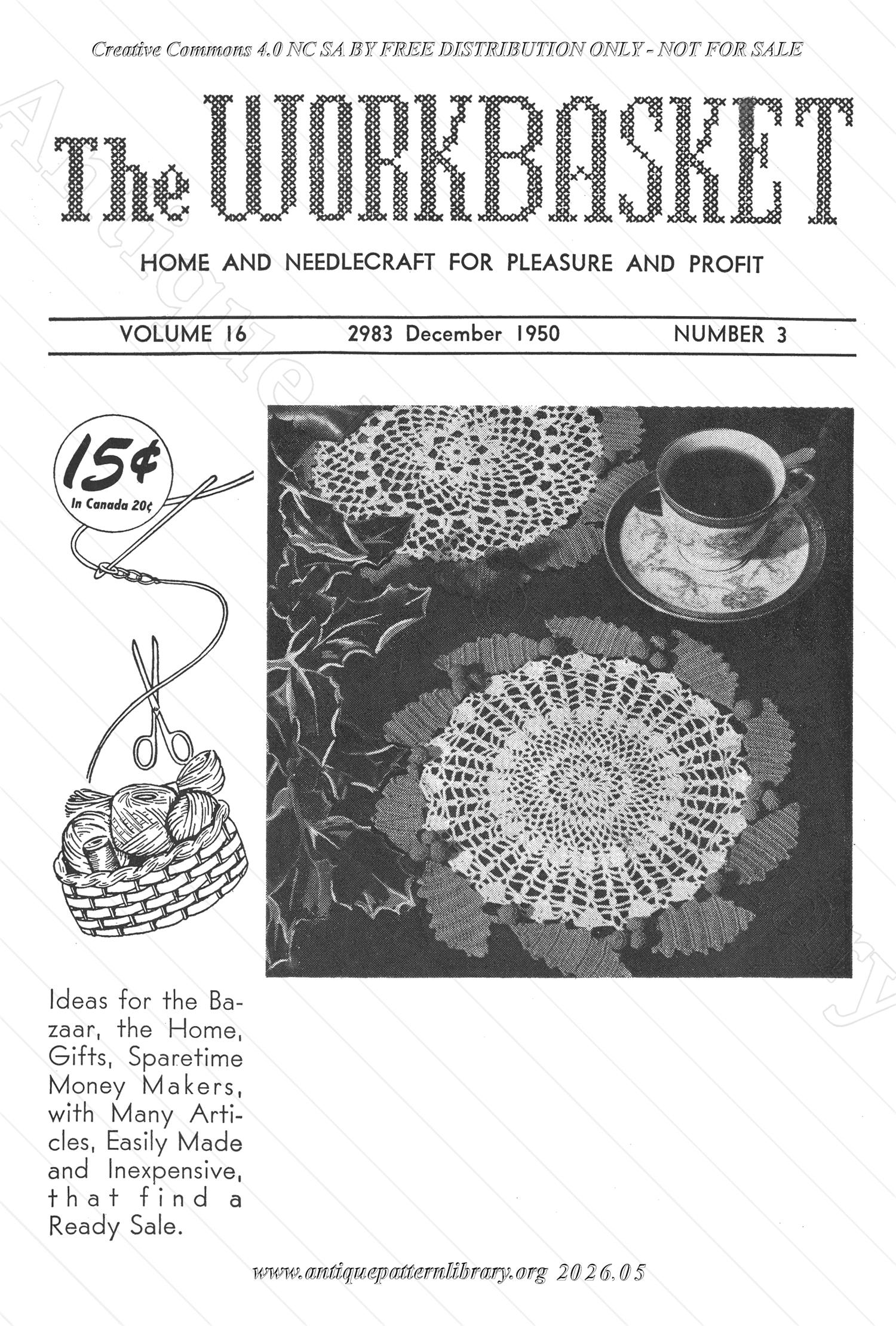 J-JN003 The Workbasket  Volume 16 December 1950 No. 3