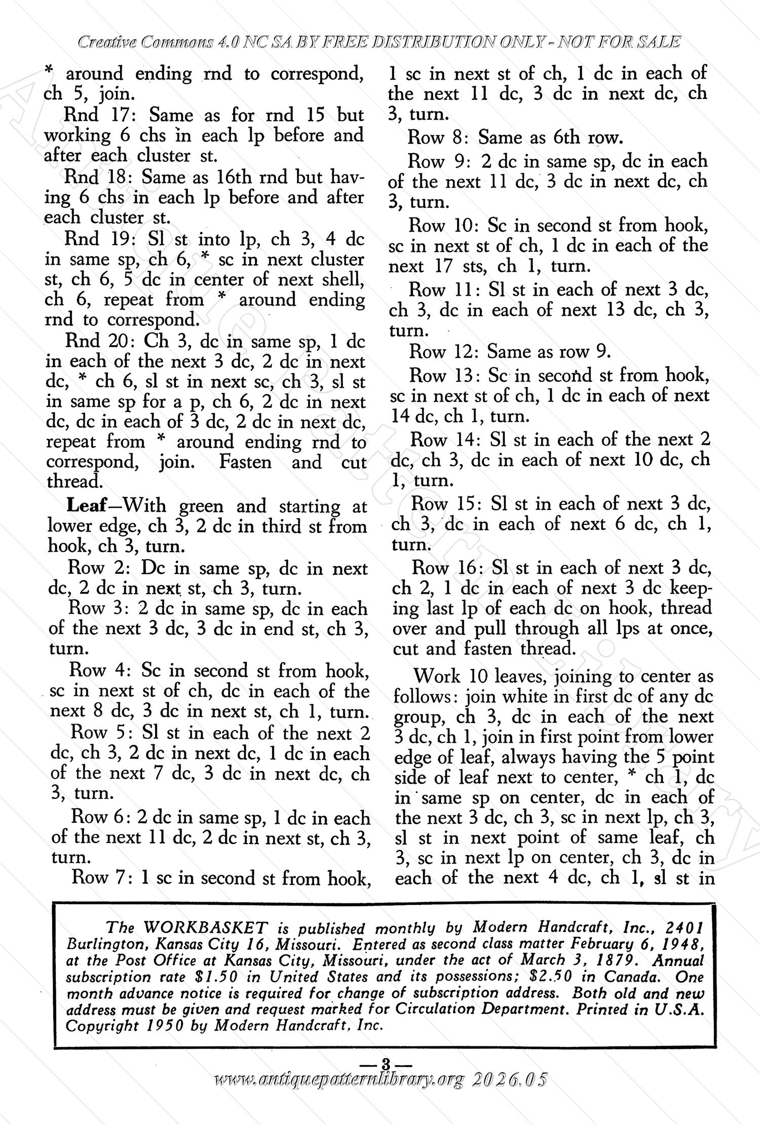J-JN003 The Workbasket  Volume 16 December 1950 No. 3