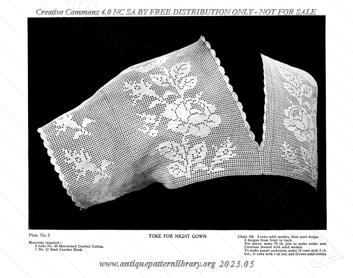 N-AP001 Crocheted Yokes for Corset Covers and Night Gowns