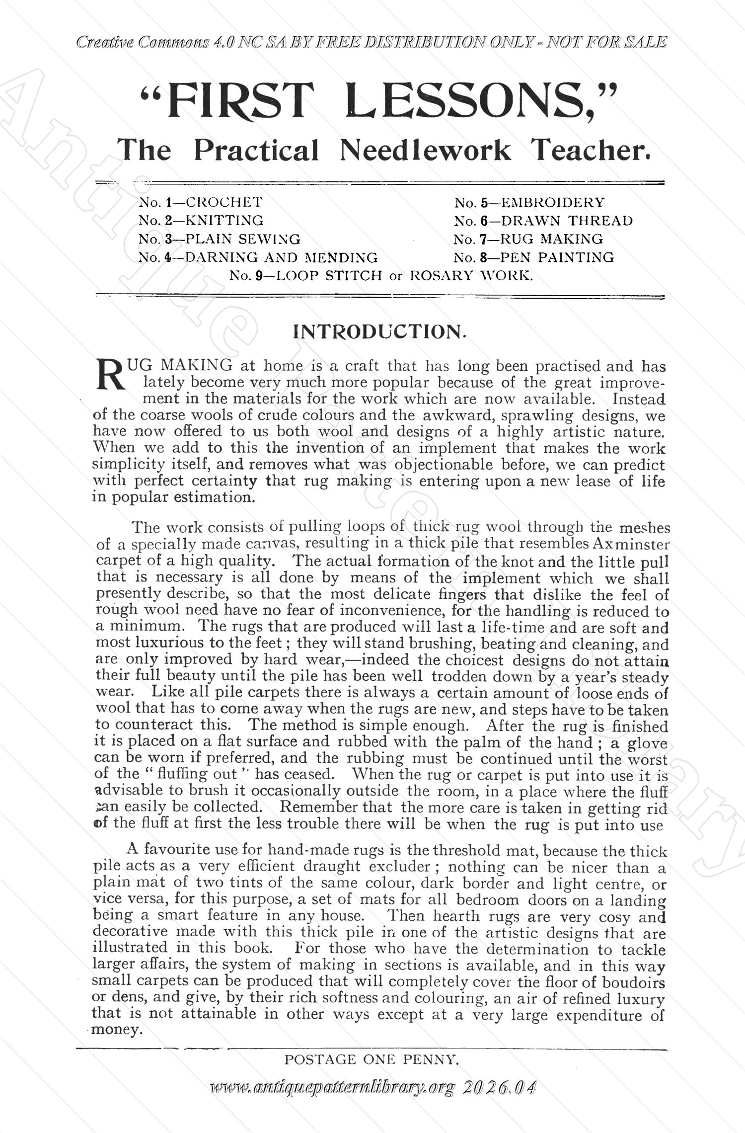 P-NK005 First Lessons in Rug Making