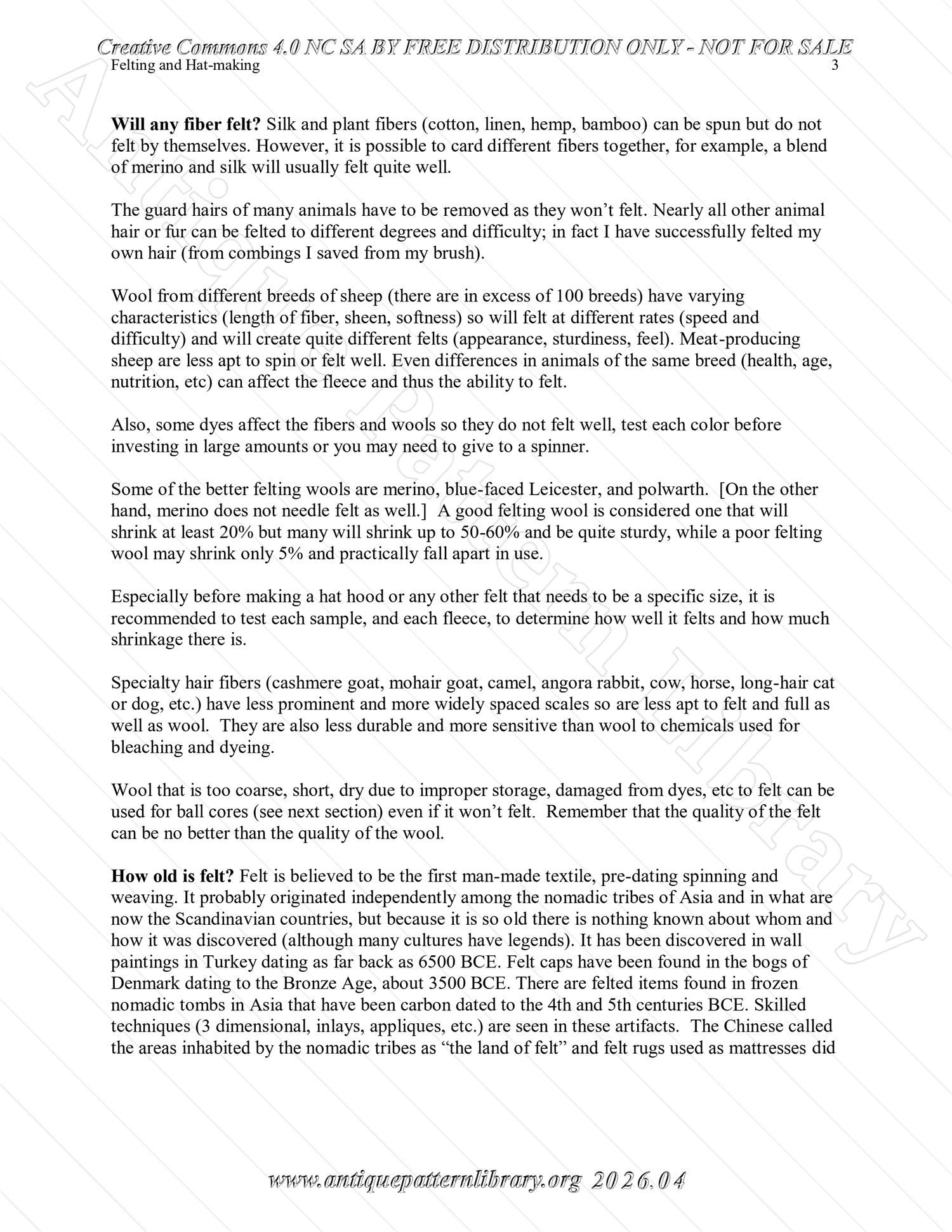 Q-HW001 Interpreting Felting and Hat-Making at Lincoln's New Salem State Historic Site (1830s)